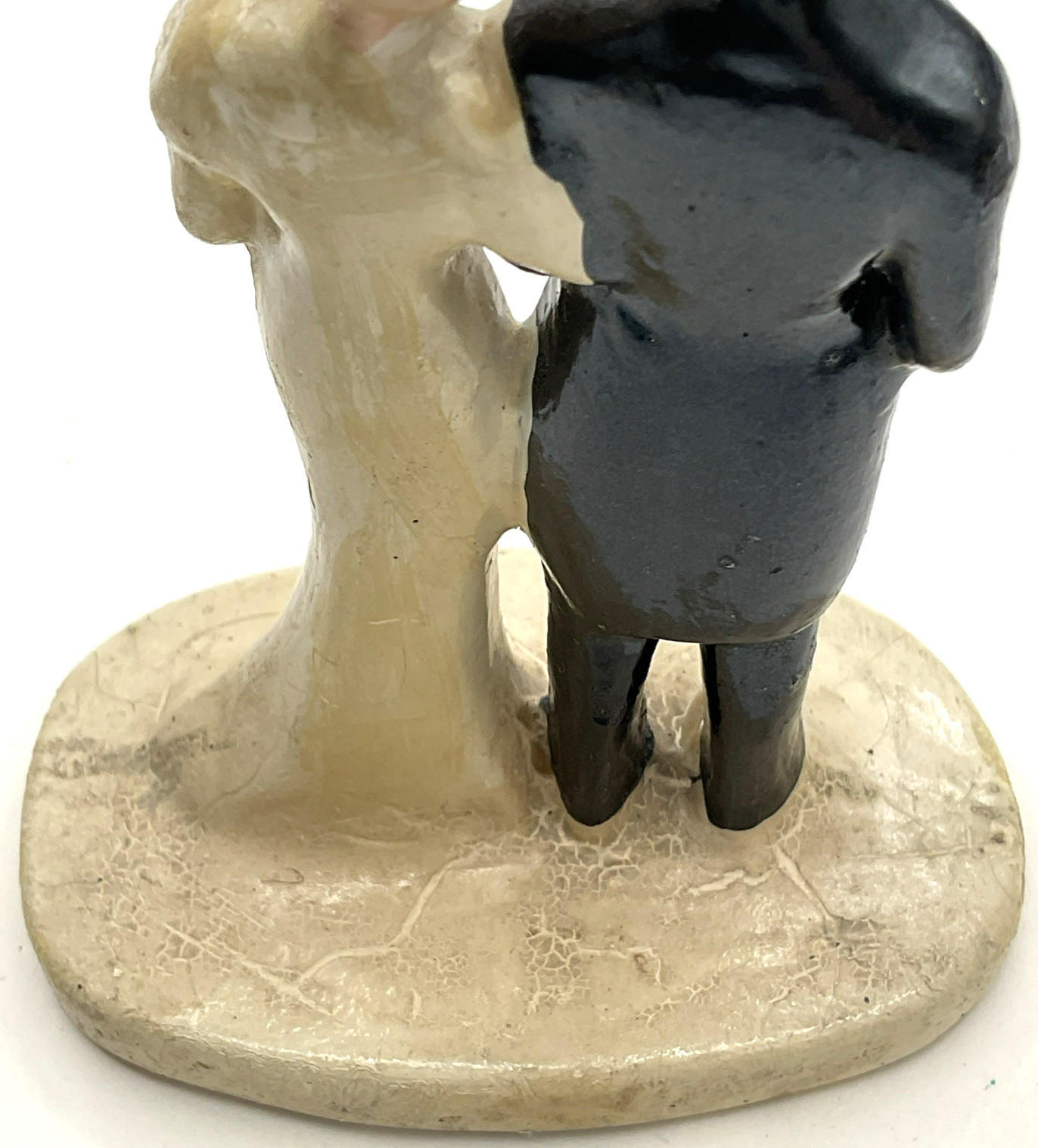 Vintage Chalkware Wedding Cake Topper Man Woman Marriage Formal Hand Painted