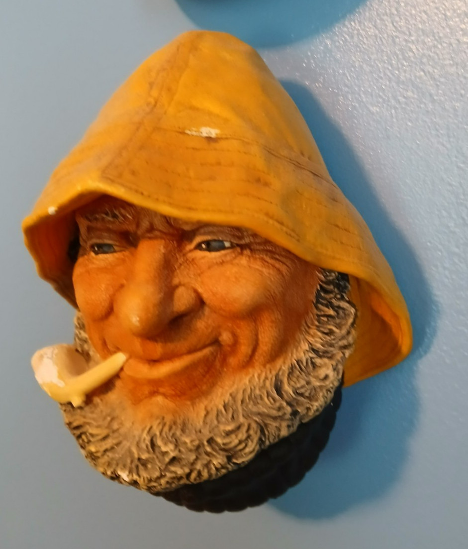 Vintage English Chalkware Bossons Head Fisherman Nautical