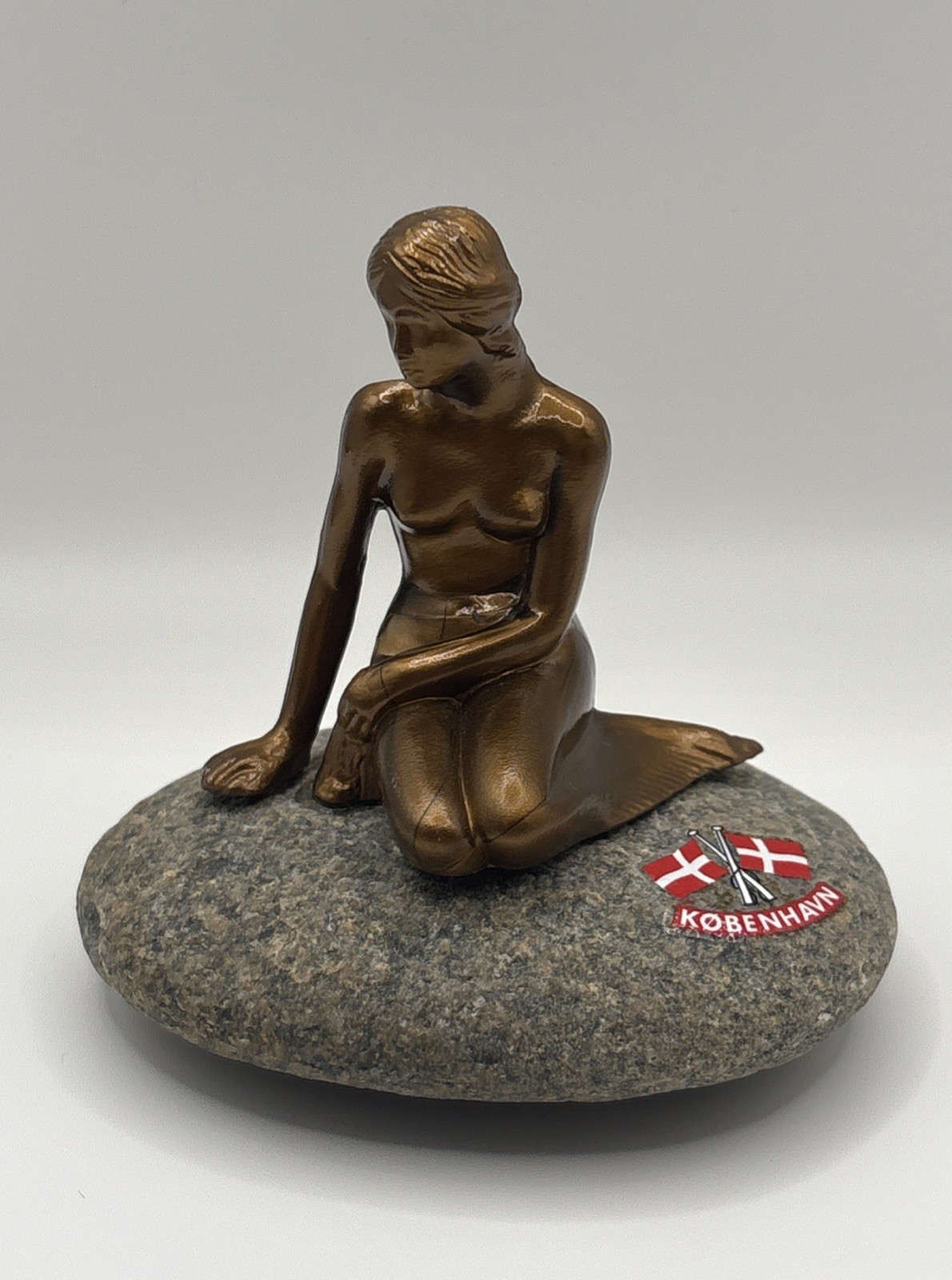 Vintage Bronze Mermaid on Rock Kobenhaven (Copenhagen), Denmark