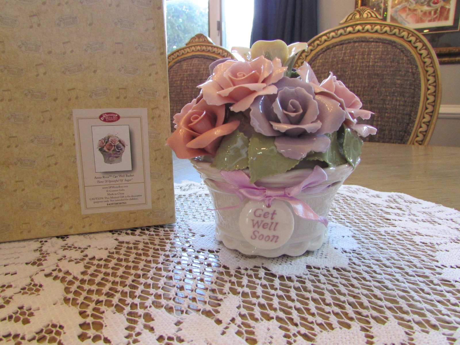 Anna Rosa Get Well Soon Basket San Francisco Music Box Porcelain Boxed New