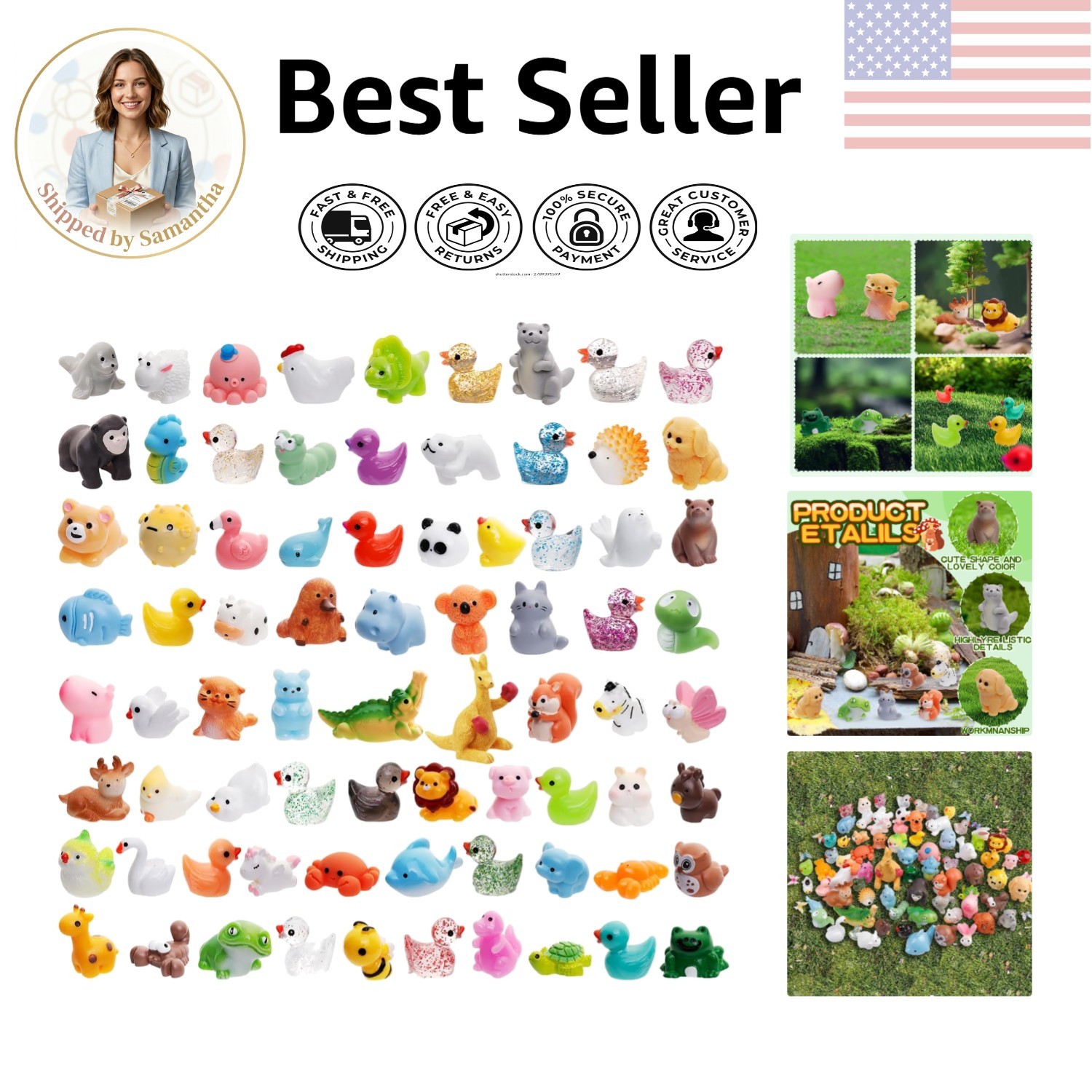 Adorable 80 Pcs Resin Animal Figures for Creative DIY Crafts & Decorations