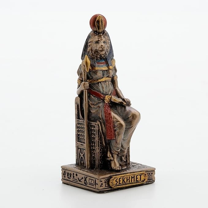 Sekhmet Painted Polystone Hand Painted Bronze Figurine Home Decor Collectible