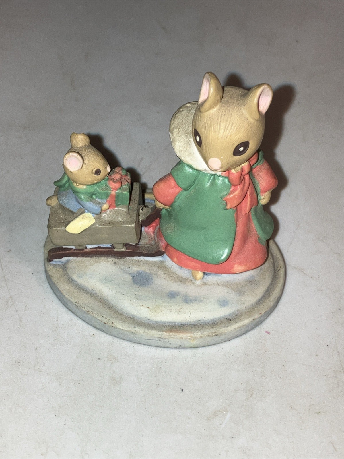 Avon Forest Friends Figurine Christmas Sleigh Ride Vintage Mini Mice