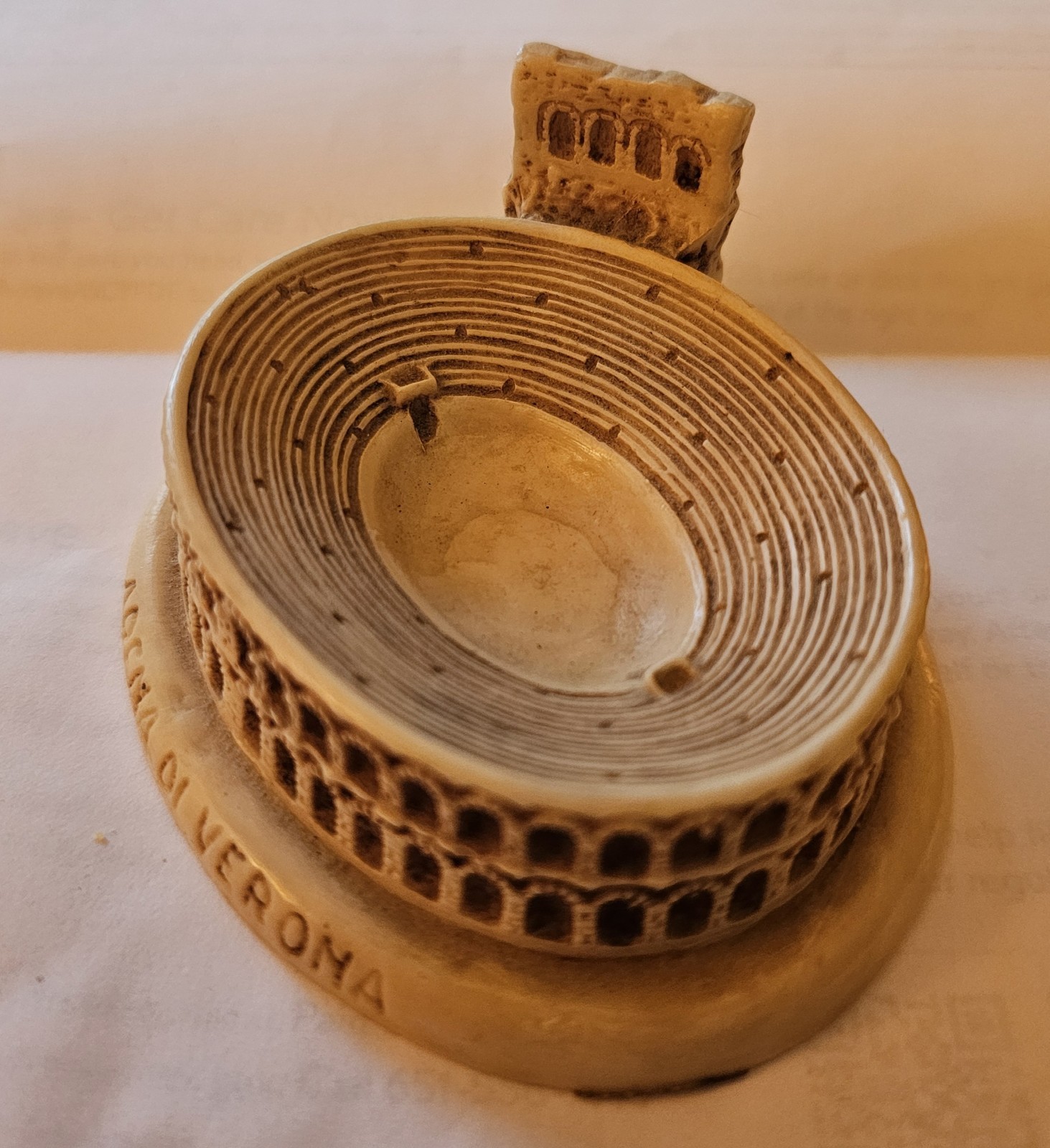 Faro Arena di Verona Ceramic Figurine 3D Sculpture, Architecture, Beige