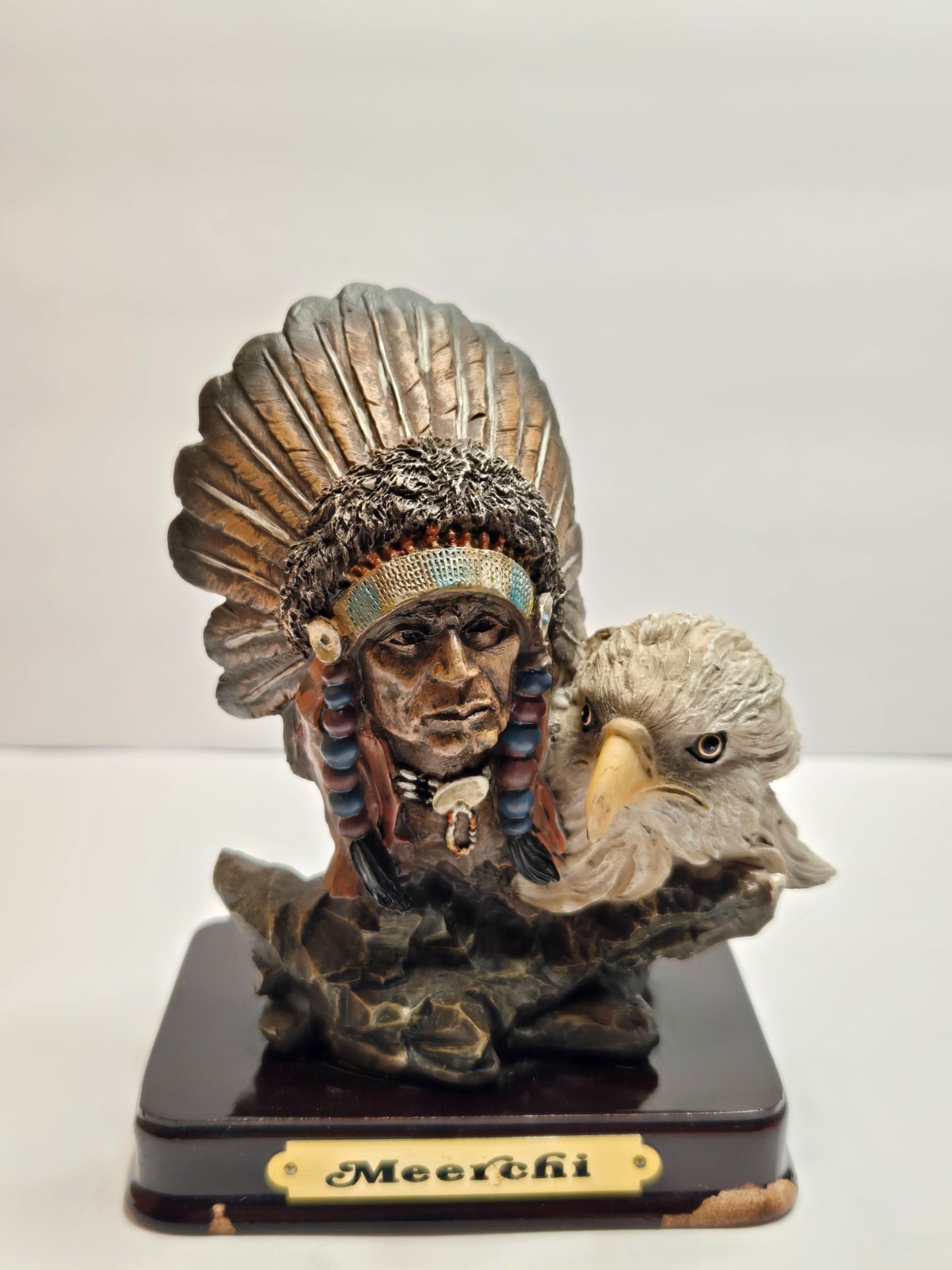 Meerchi Native American Chief and Eagle Figurine 4.75″