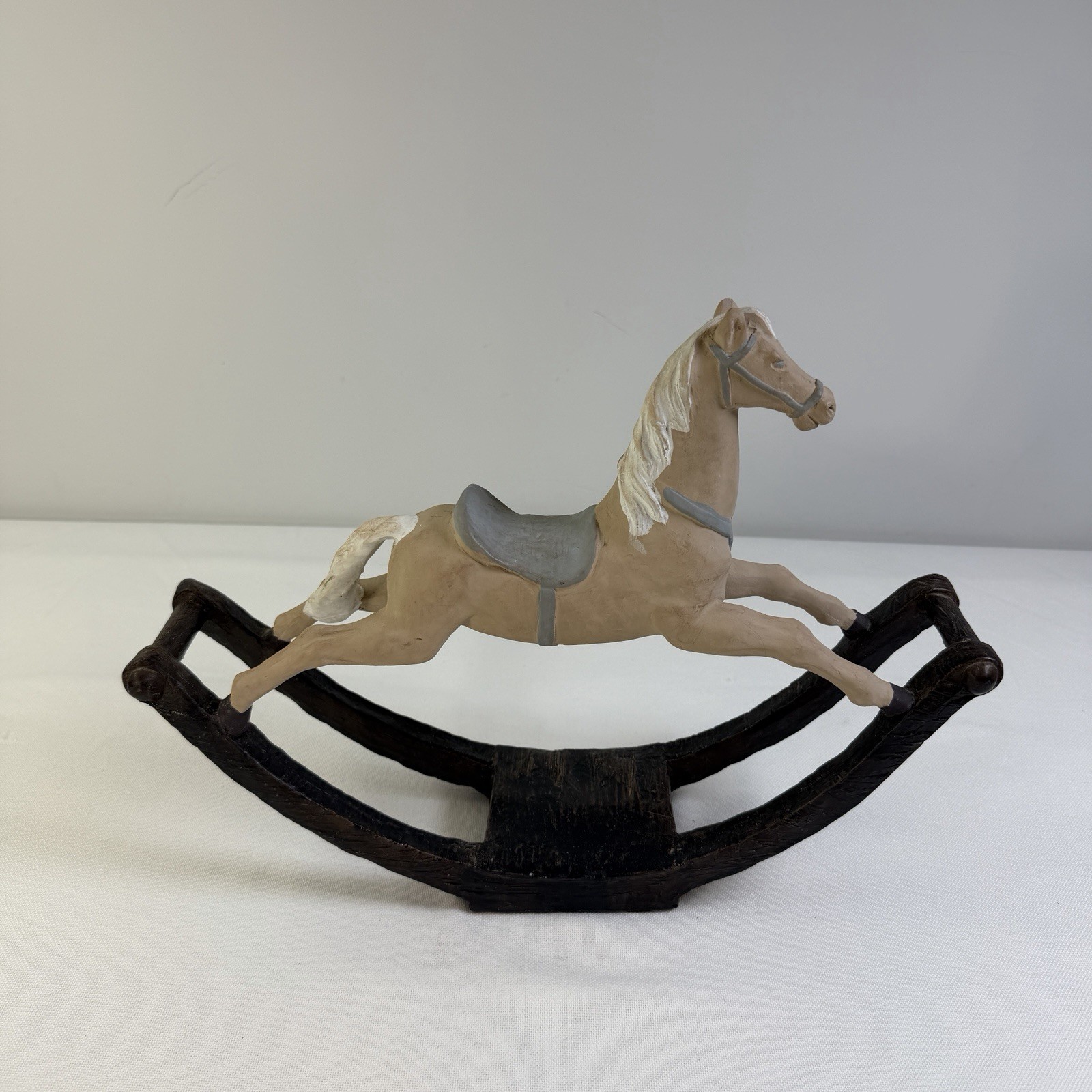 Vintage 1982 Ethan Allen Ceramic Rocking Horse Figurine Doll Collectible Country