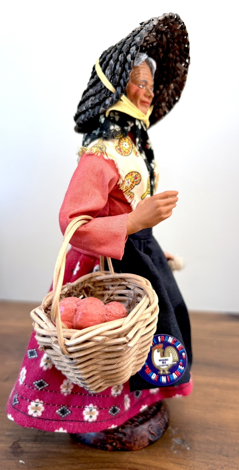 Vintage Handcrafted French Provençal Old Woman Santon Figurine Signed S. Peirano