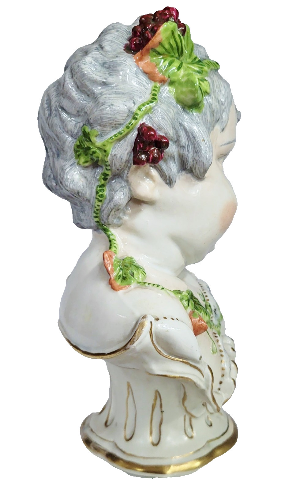 PAIR Antique GERMAN 19th C MEISSEN Dresden French Samson PORCELAIN BUST Boy Girl