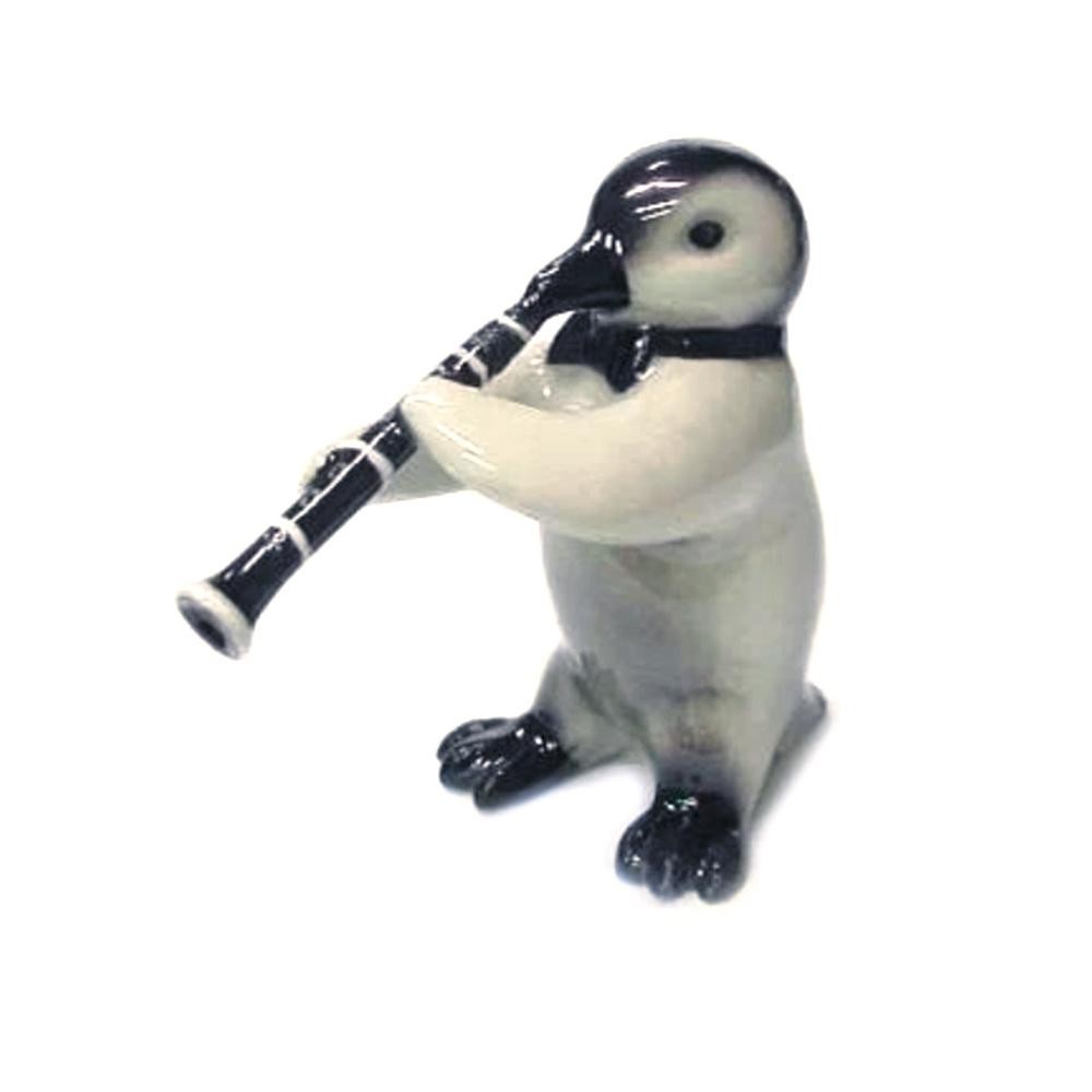 Northern Rose Penguin with Clarinet-Birthday Gift – Miniature Porcelain Figurine
