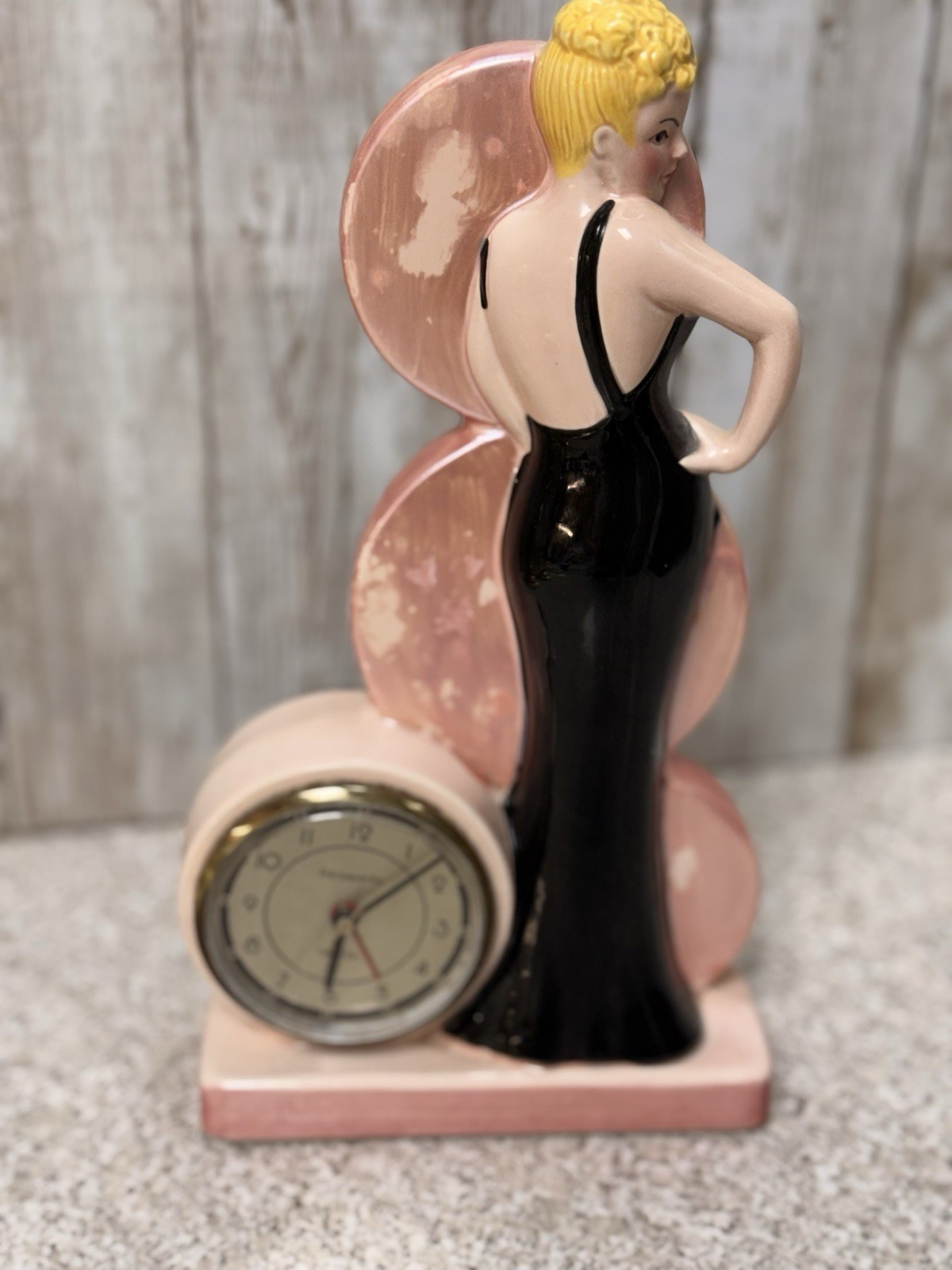 Vintage SARSAPARILLA 80’s Art Deco Japan Blonde Bombshell/Pinup Clock Figurine