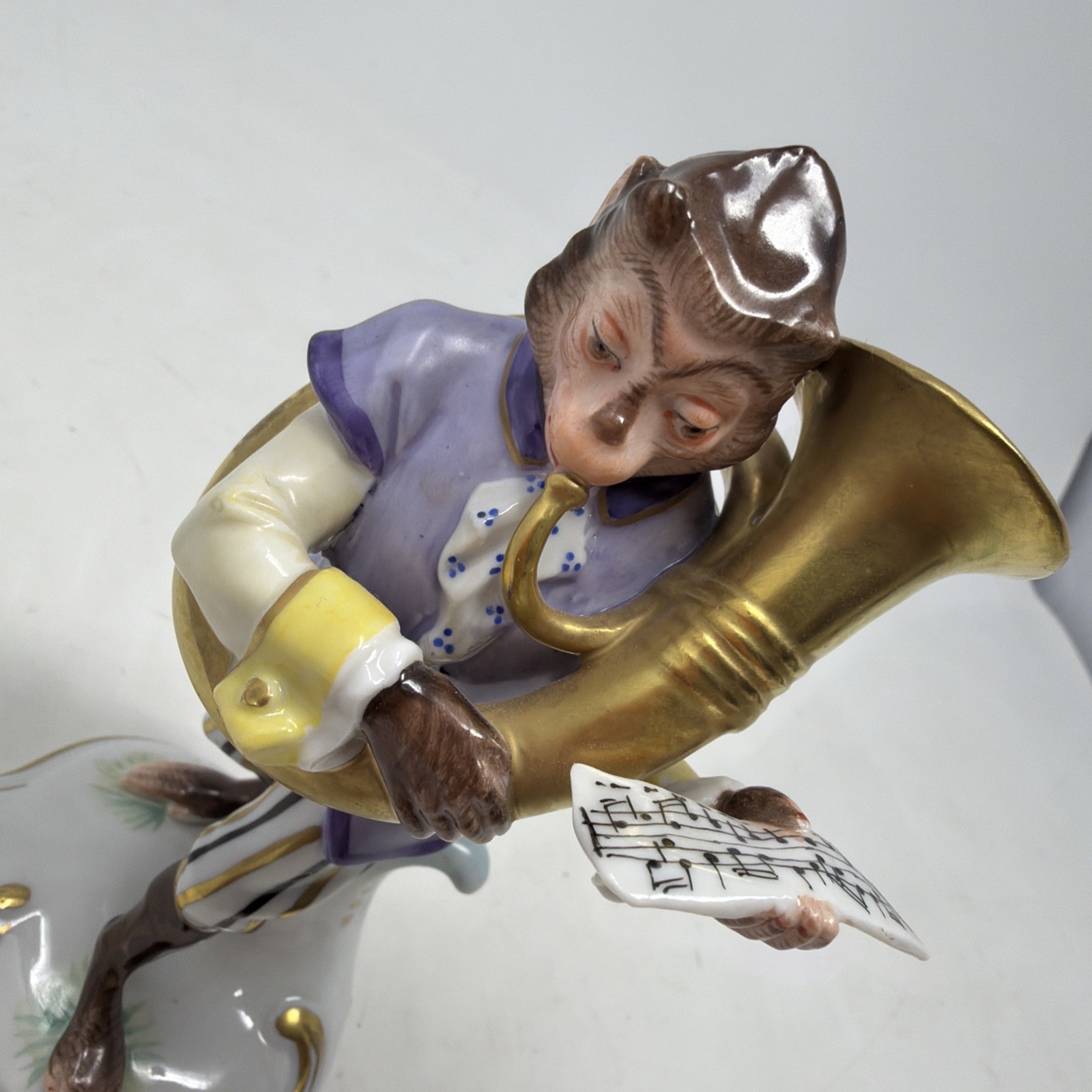 Antique Porcelain Monkey Band Double Bass Figure/Andreas Klötzer/Volkstedt/c1900