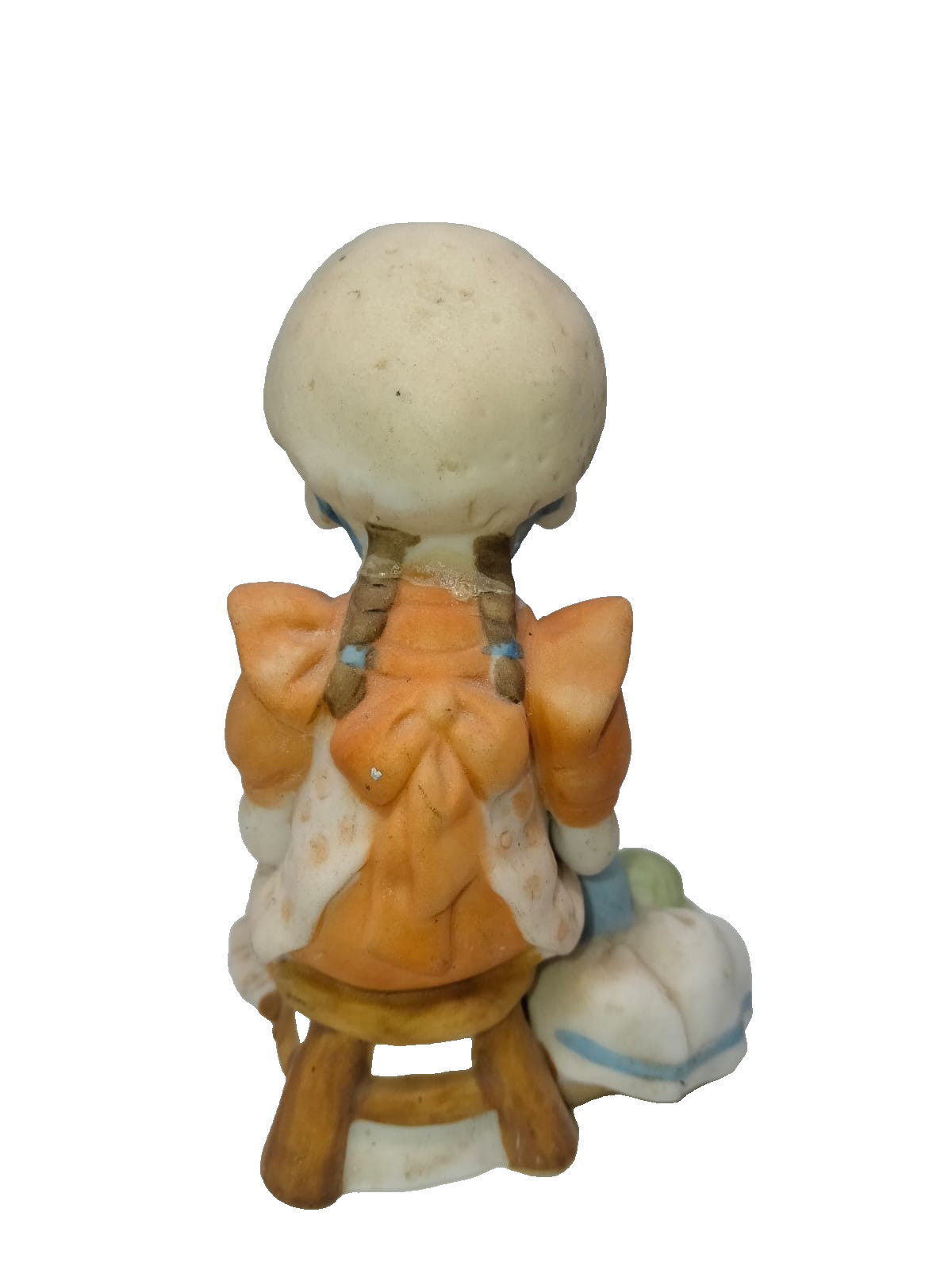 Vintage Ceramic Girl Sewing Figurine Collectible Rustic Home Decor