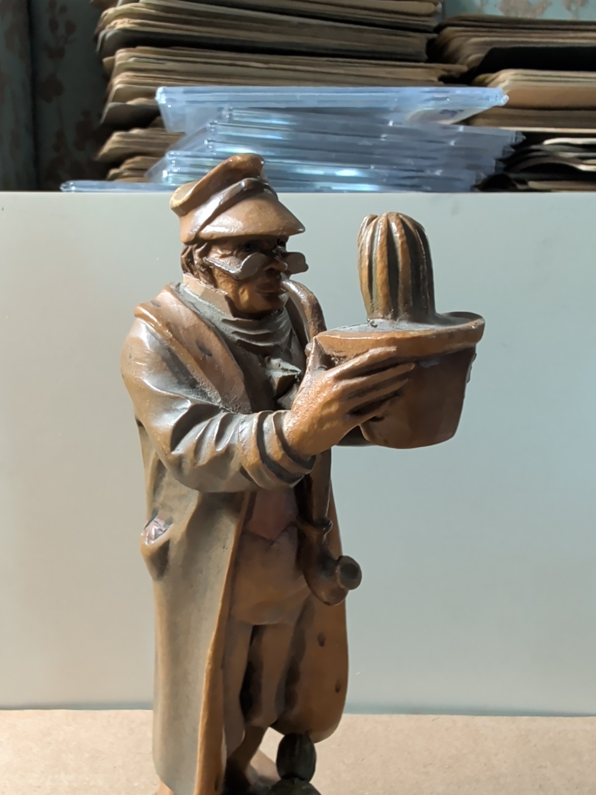 Vintage ANRI Italy “The Cactus Lover” Wood Figurine Nice Carving