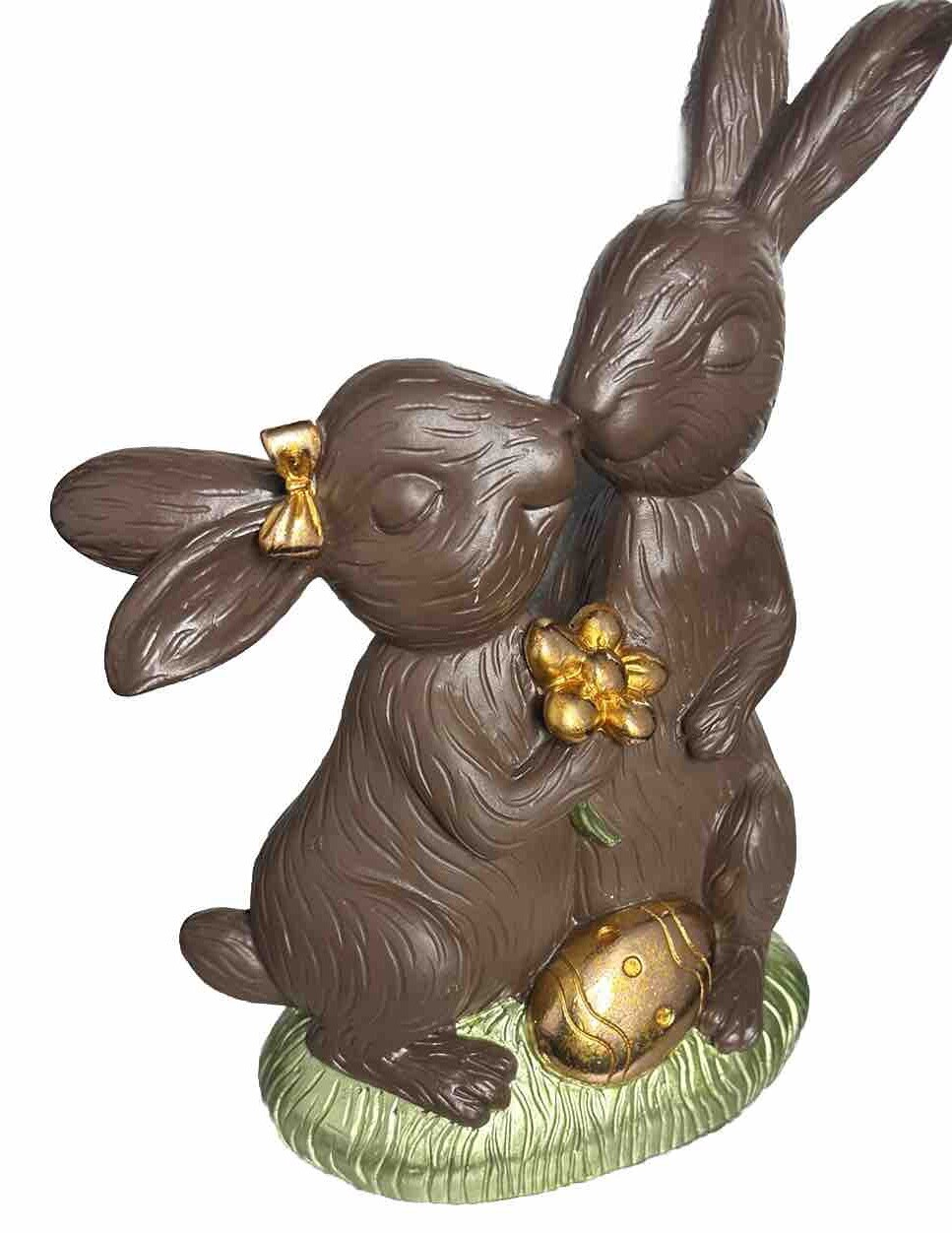 LARGE Easter Chocolate bunnies Golden eggs statue figurine Martha Stewart