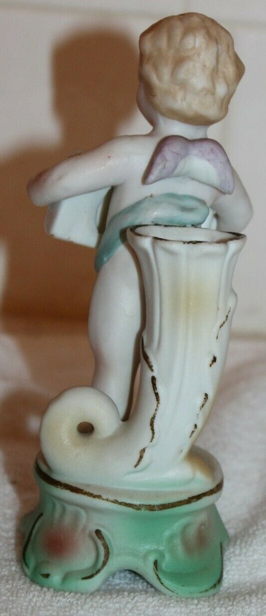 VTG OCCUPIED JAPAN BABY BOY CHERUB PLAYING ACCORDION FIGURINE STATUE CERAMIC