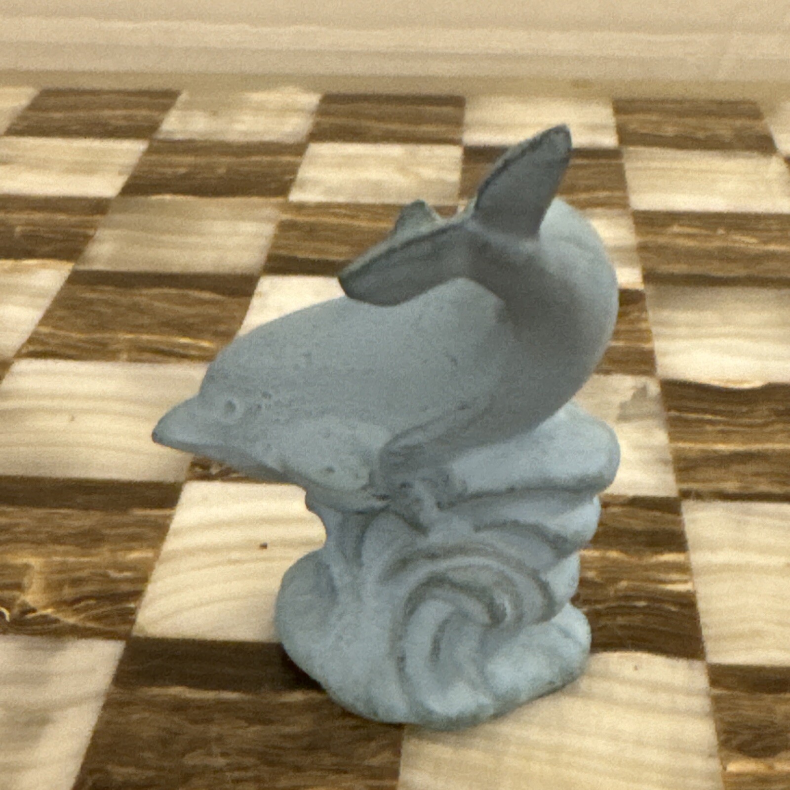 Vintage Lenox Dolphin Figurine Statue Sculpture Cast Iron Blue Waves Sea Ocean