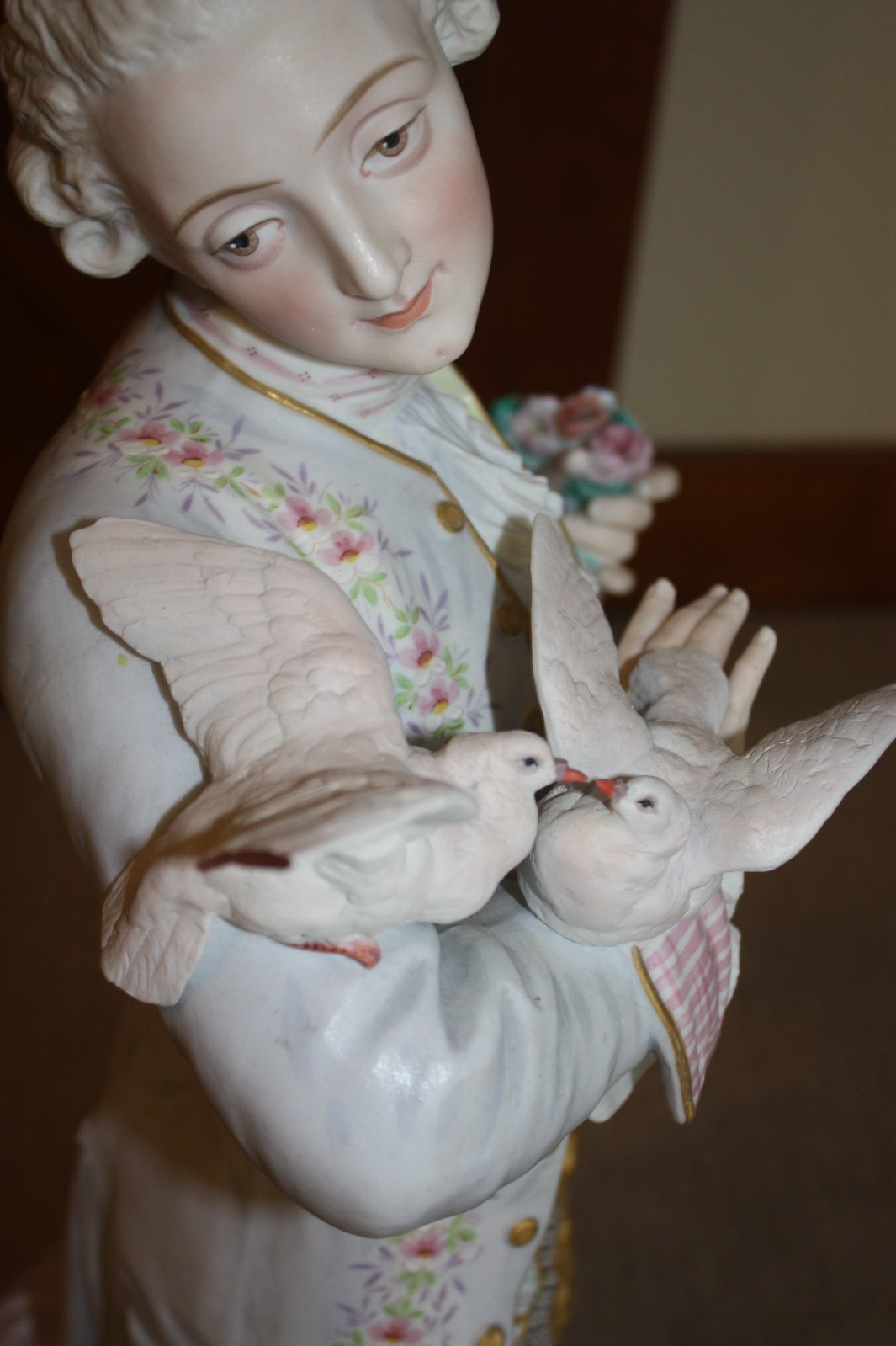 Vion & Baury Antique French Bisque Porcelain Large Statue Set Woman & Man EUC