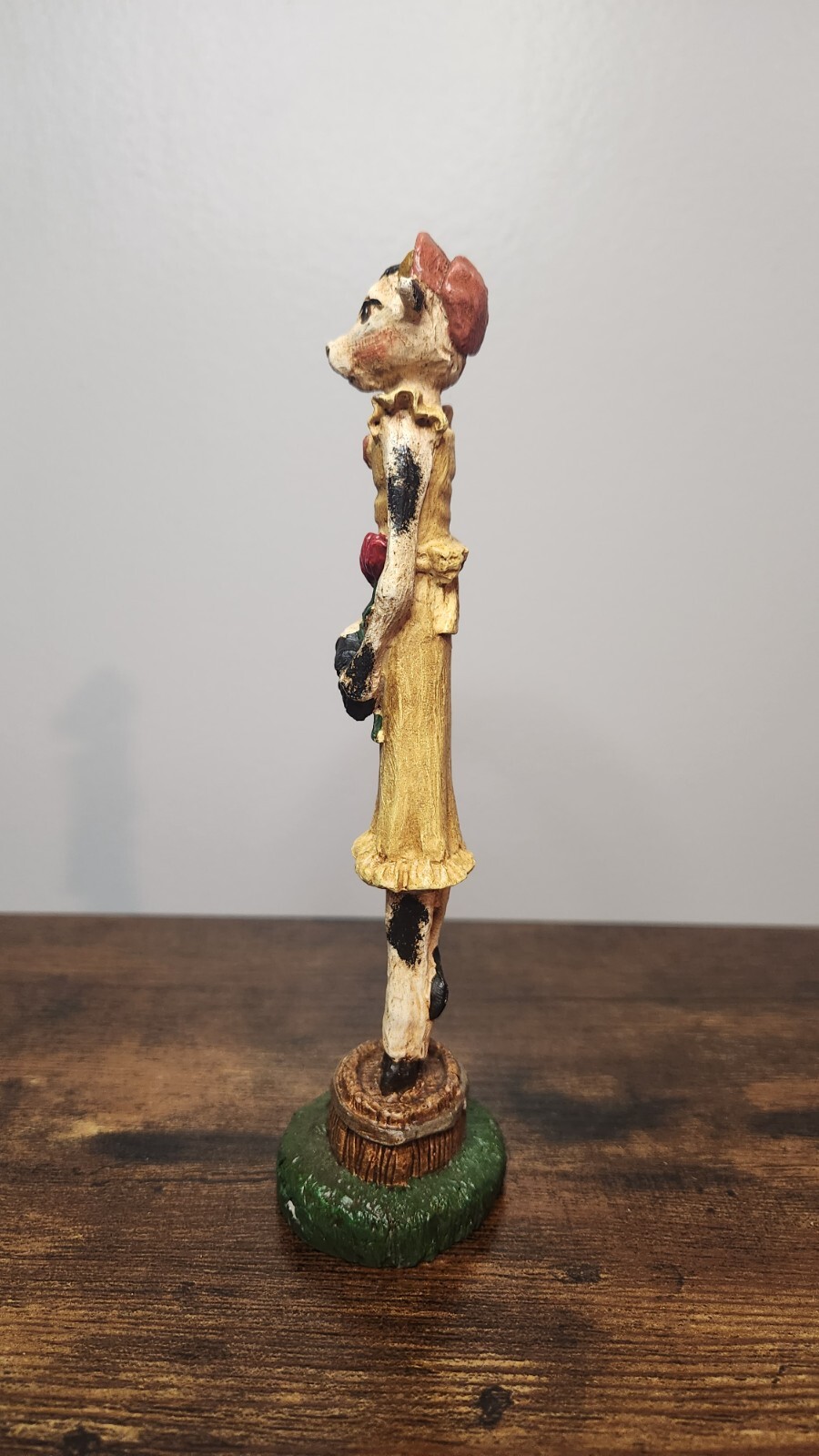 Vintage Jim Shore Cow Pencil Girl With Flowers 1992 Signed