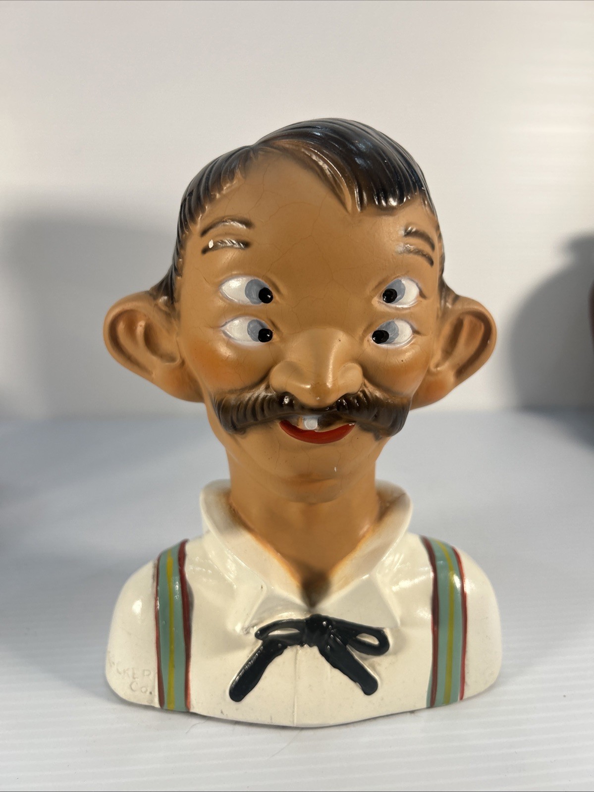 Vintage Alexander Backer ABCO 2 Faced 4 Eyed Drunk Man Chalk Ware