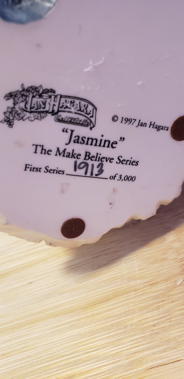 JAN HAGARA “JASMINE” Make Believe Series Victorian Girl Bear Heart .#1914