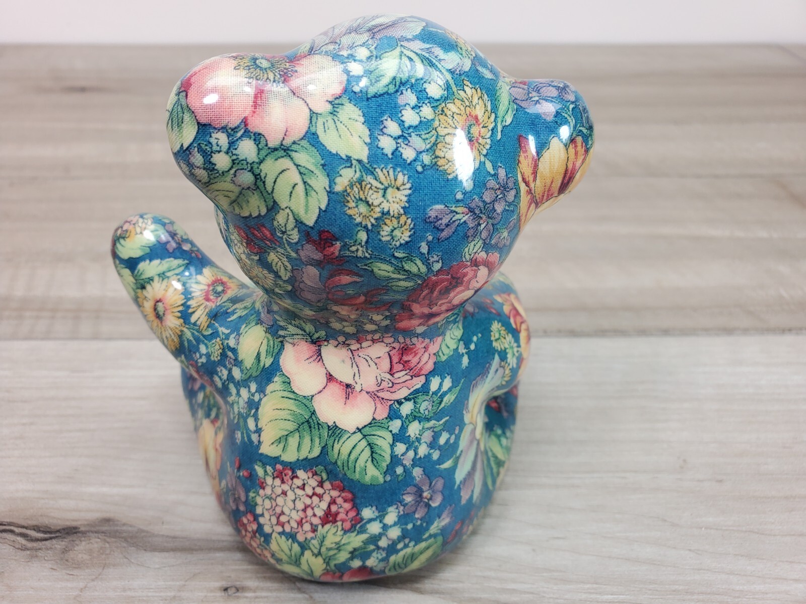 Vintage Porcelain Patchworks Joan Baker Designs Bear Figurine Figure Floral
