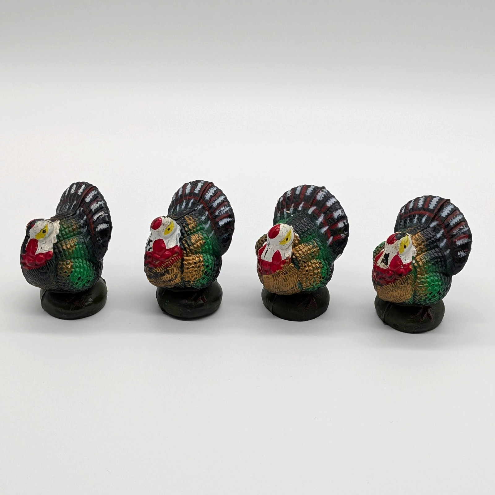 Thanksgiving Turkey Figurines Set of 4 Table Scatter VTG Celluloid Hong Kong