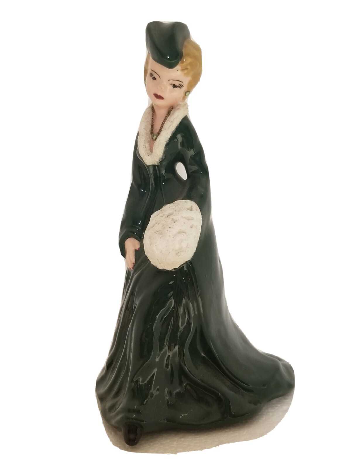 Vintage Elegance Porcelain Winter Lady Figurine Necklace & Earrings Rhinestones