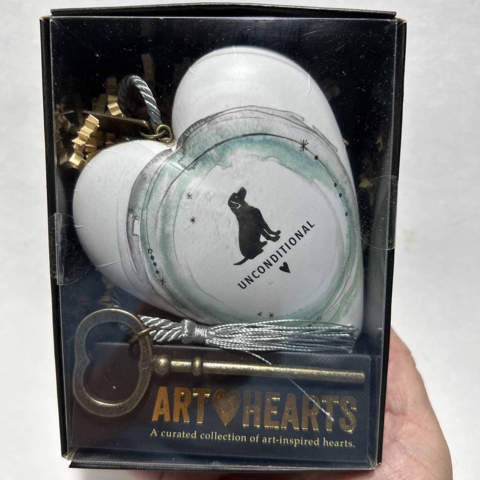 Demdaco Art Hearts Unconditional Dog Lover Heart with Key Ornament Lori Siebert