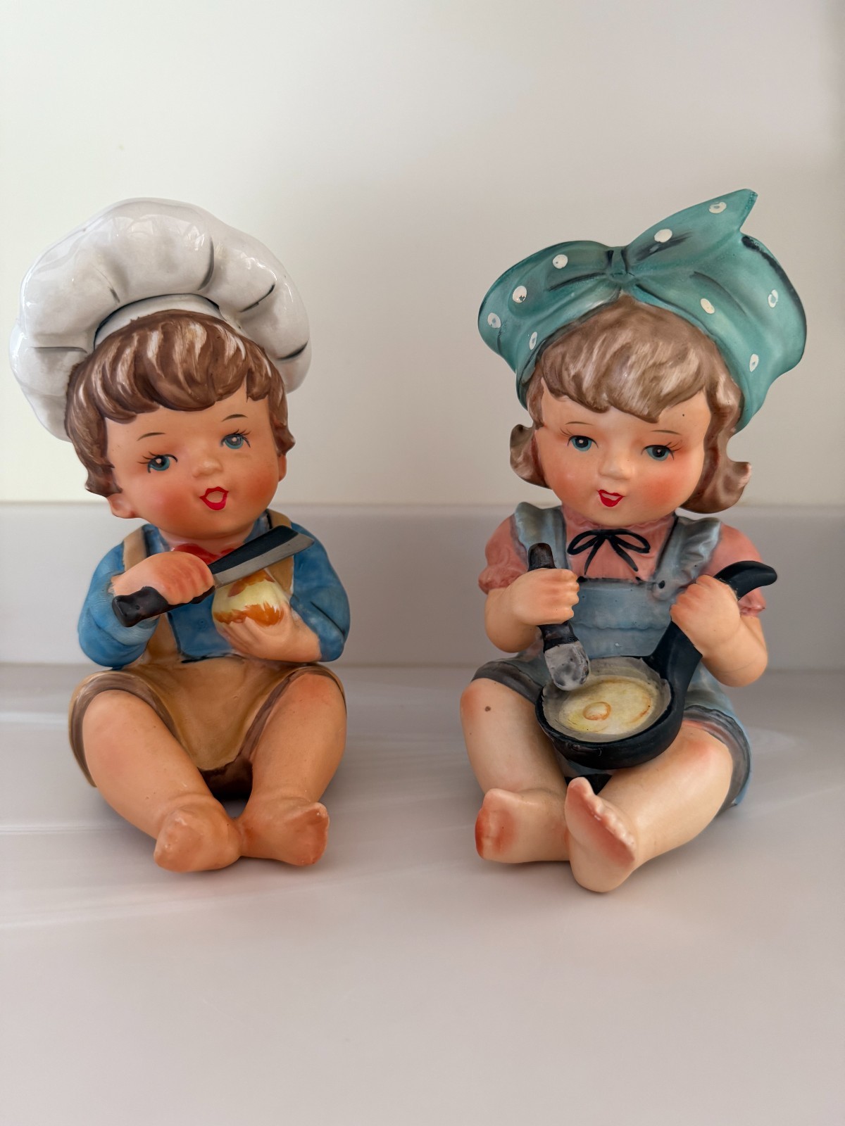 Lipper & Mann-Boy Baker /Girl Cooking – Kitchen Figurines Vintage, labeled.