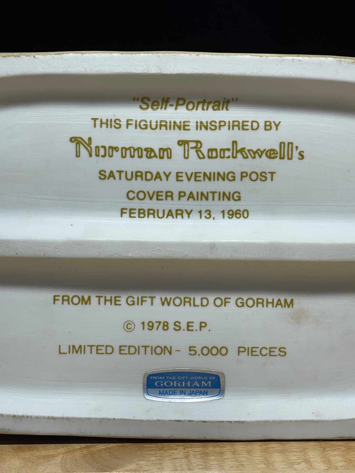 Norman Rockwell “Self-Portrait” 10.5” Gorham Figurine Limited Edition 5,000 Mint