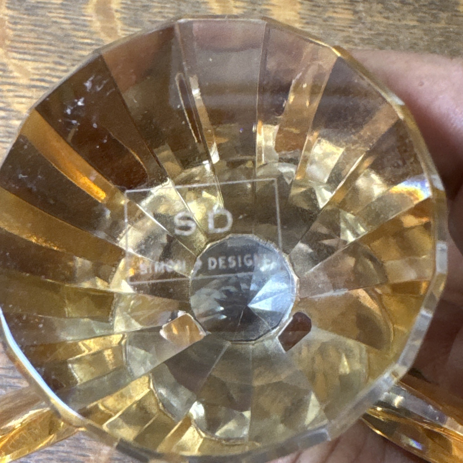 Simon Designs Crystal Angel Paperweight Clear & Amber Color Halo Wings