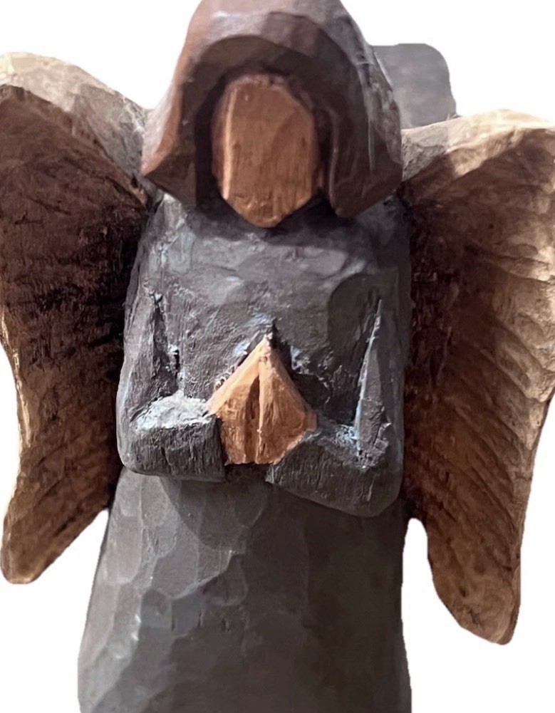 Vtg 1991 J.D. ROYER Hand Carved Wood Angel Signed Primitive Folk Art
