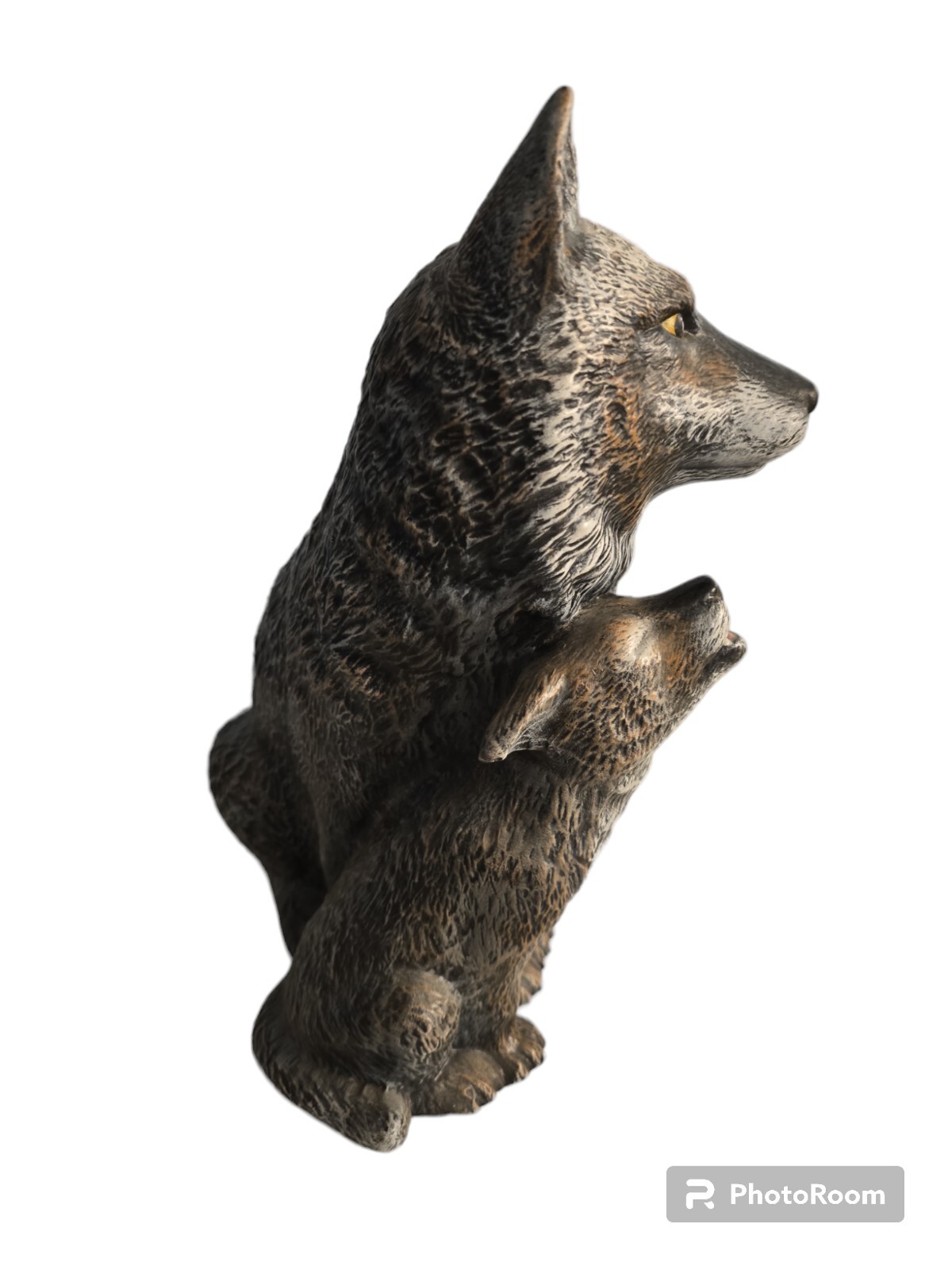 Vintage 1994 Scioto Molds Wolves Sculpture Figurine Momma and Baby 12″