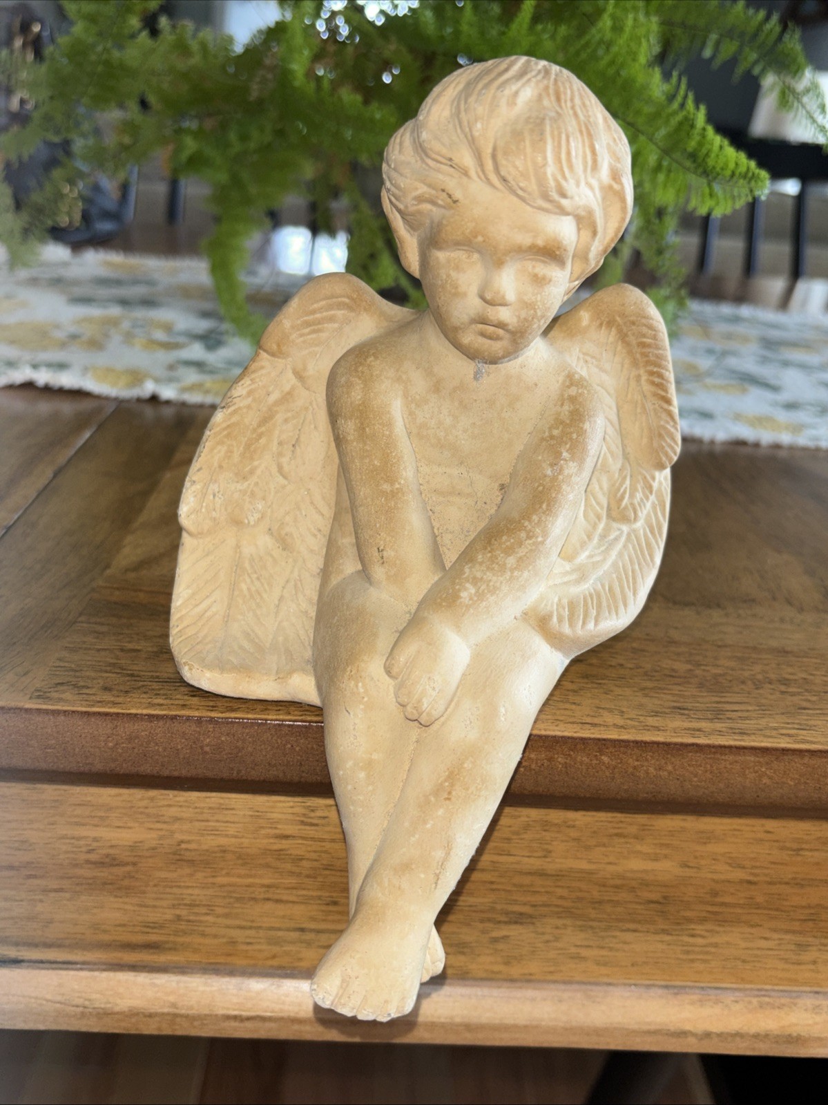 Vintage Terracotta Angel Cherub Shelf Ledge Sitter