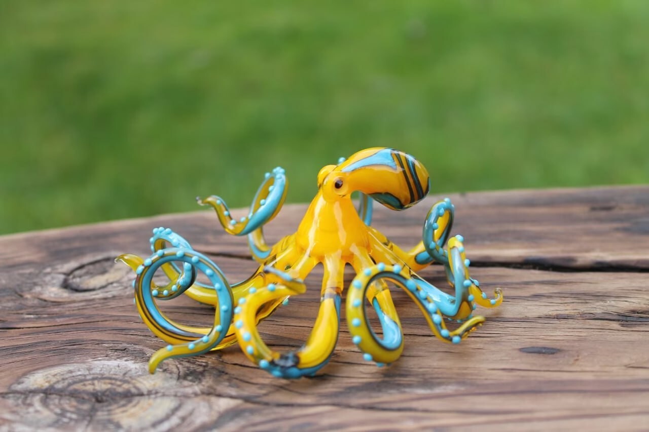 Blown Glass Octopus glass figurine Octopus Glass Ocean Octopus Kraken Glass