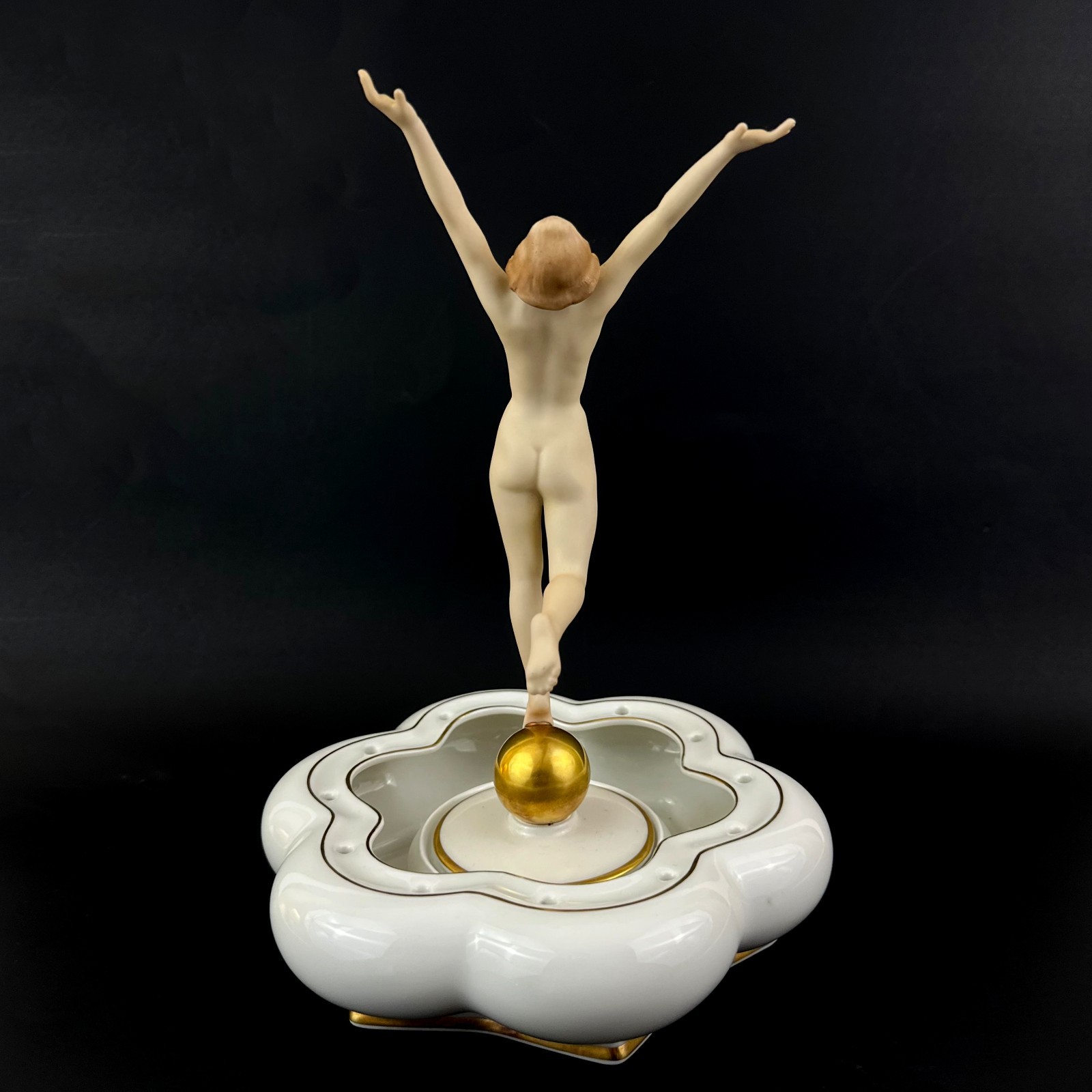 Hutschenreuther Karl Tutter Sonnenkind Sun Child Nude Lady on Gold Ball w/ Base