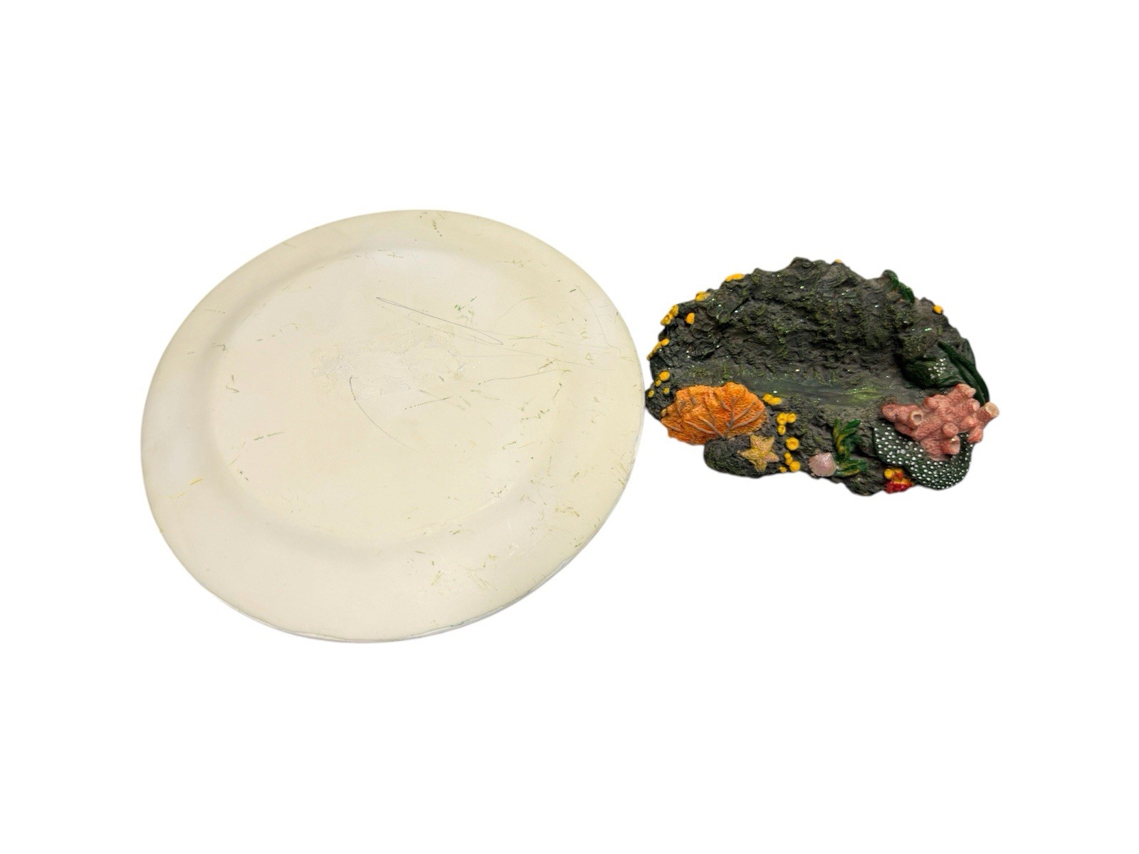 Orca Collector Plate, Marine Theme, Resin, 3D Effect, Coral Reef Stand