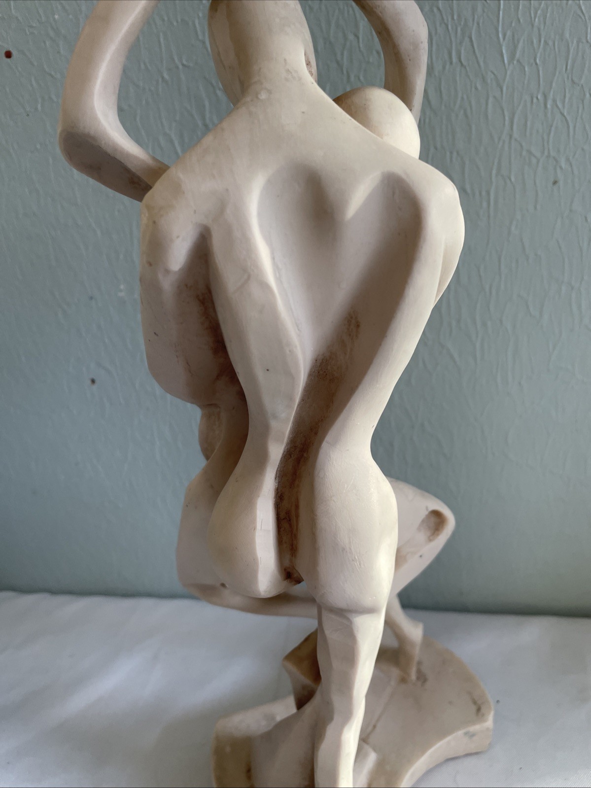 Abstract Art Mexico Nude Dance Couple Embrace Figure Decor Vintage Sculpture 14”