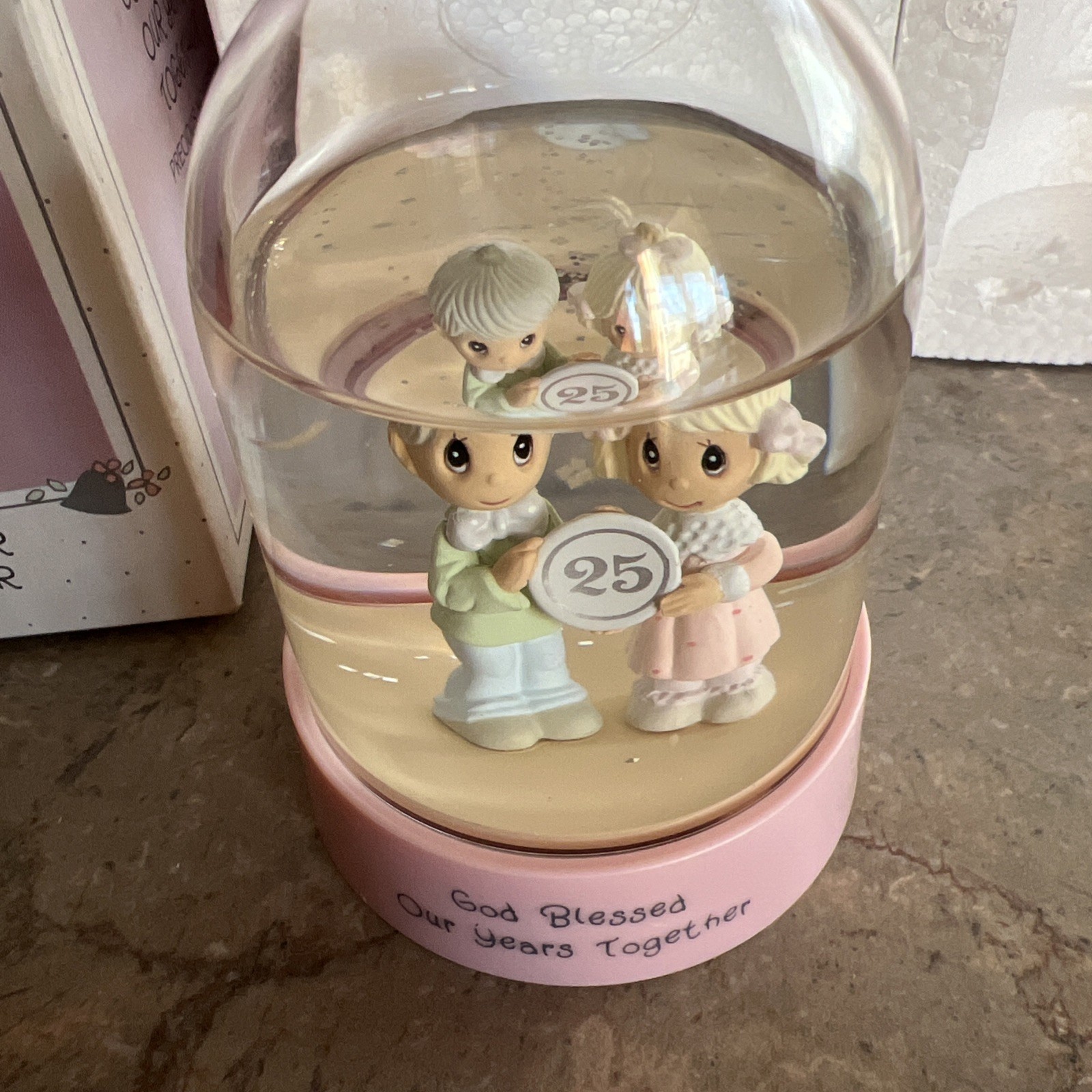 1989 Precious Moments God Blessed Our 25 Years Together Snow Globe