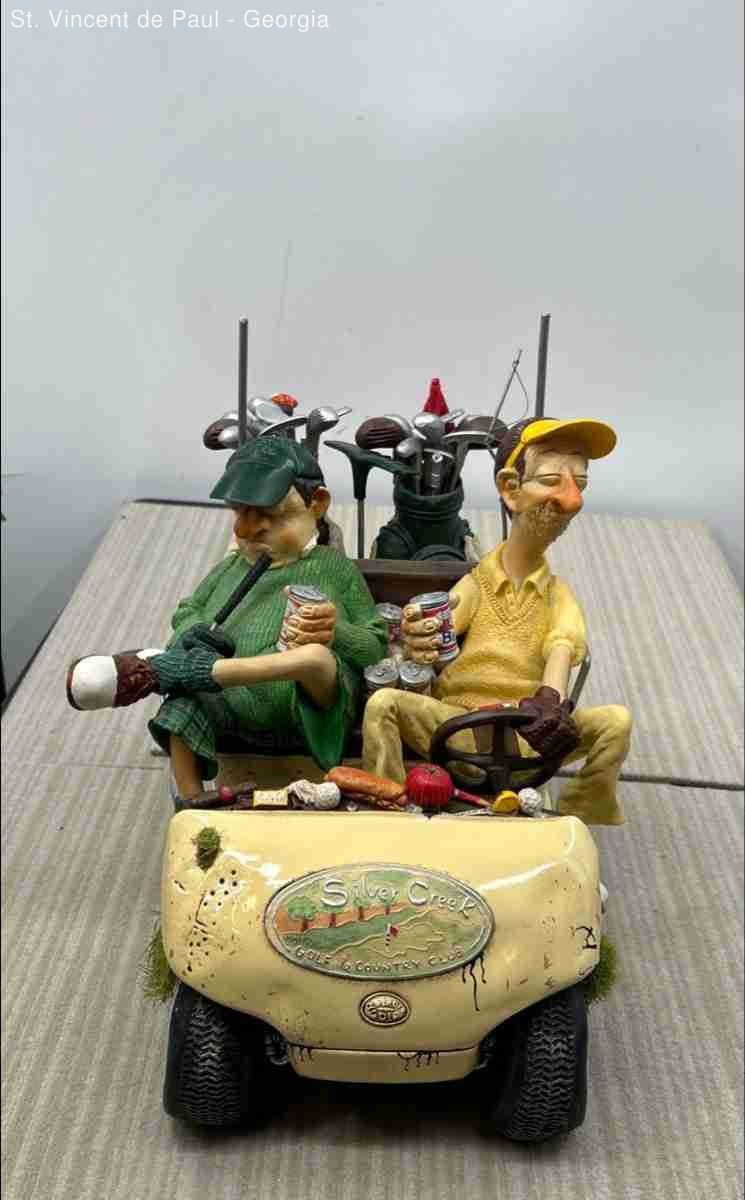 VTG 2005 Guillermo Forchino ‘The Next Hole’ Golf Cart Figurine Sculpture Damaged