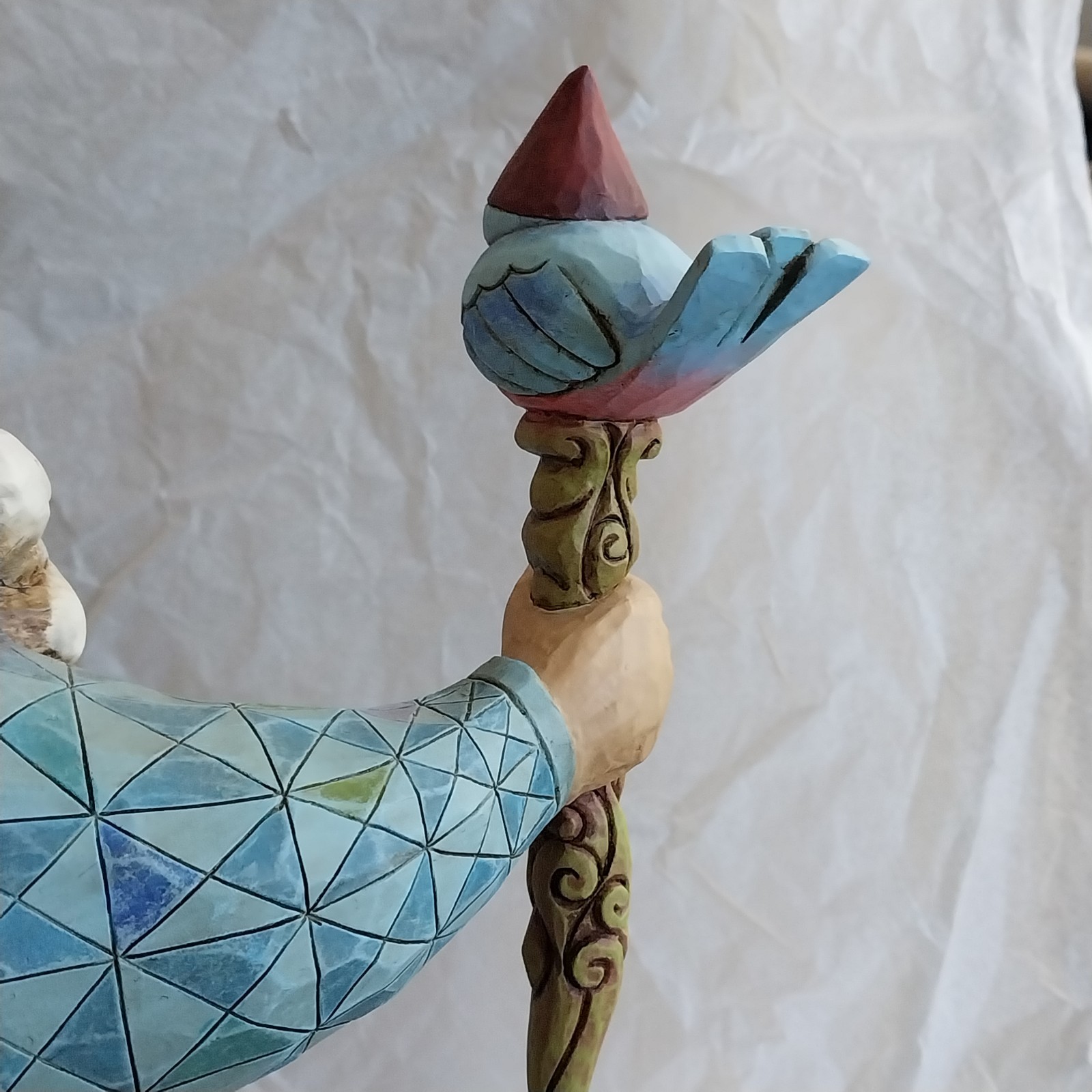 Jim Shore 4007763 Large Garden Gnome Blue Bird Staff Figure Statue 19″