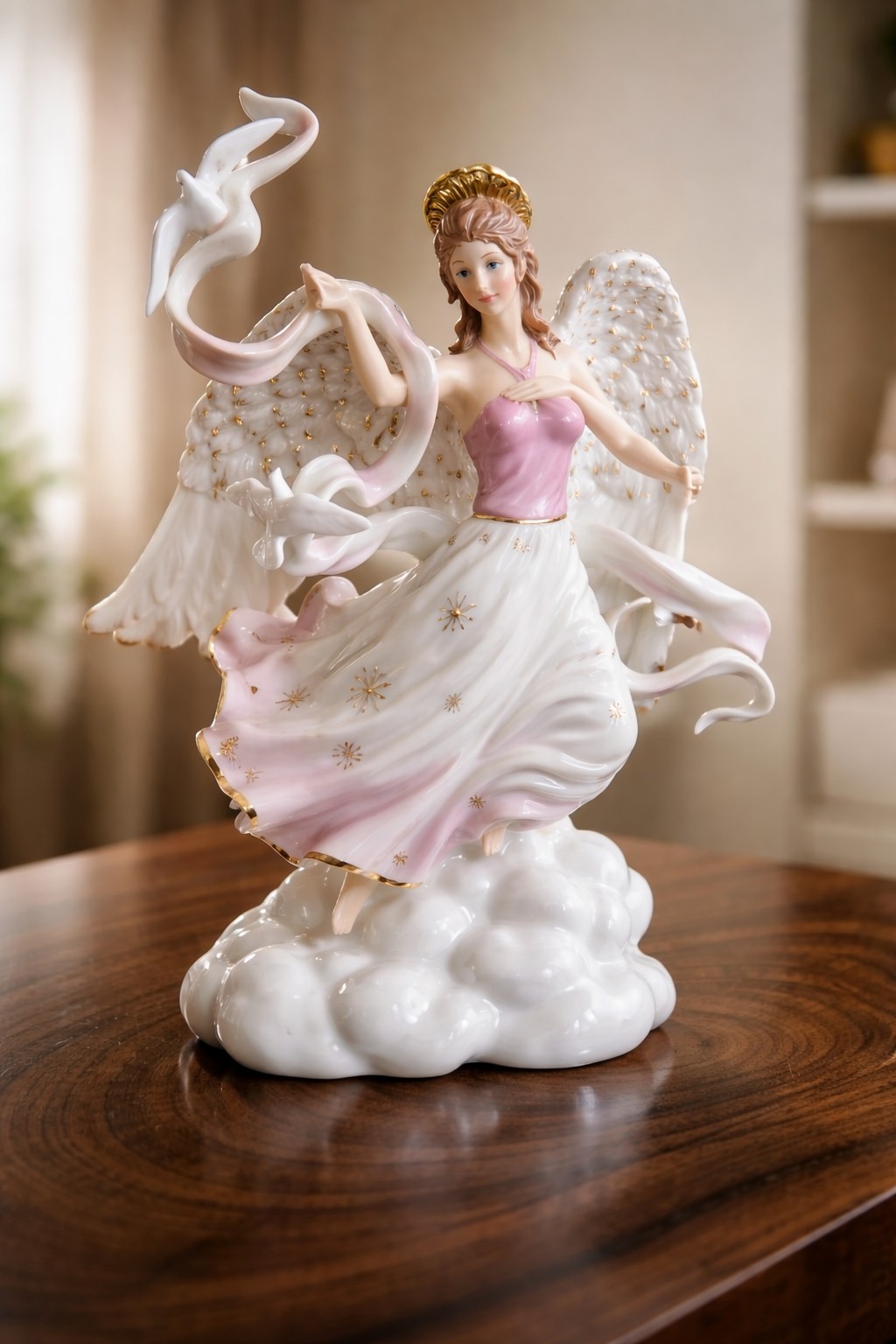 LENOX HEAVEN’S MESSENGER OF PEACE ANGEL FIGURIN Limited Edition 12.5” Gold Trim