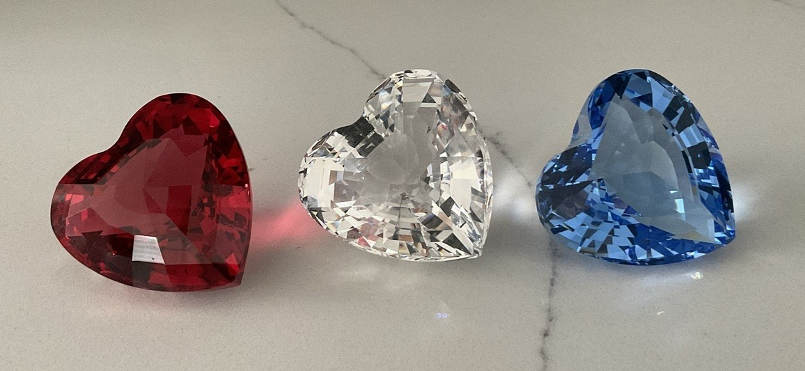 SWAROVSKI CRYSTAL SCS RENEWAL HEARTS RED BLUE CLEAR