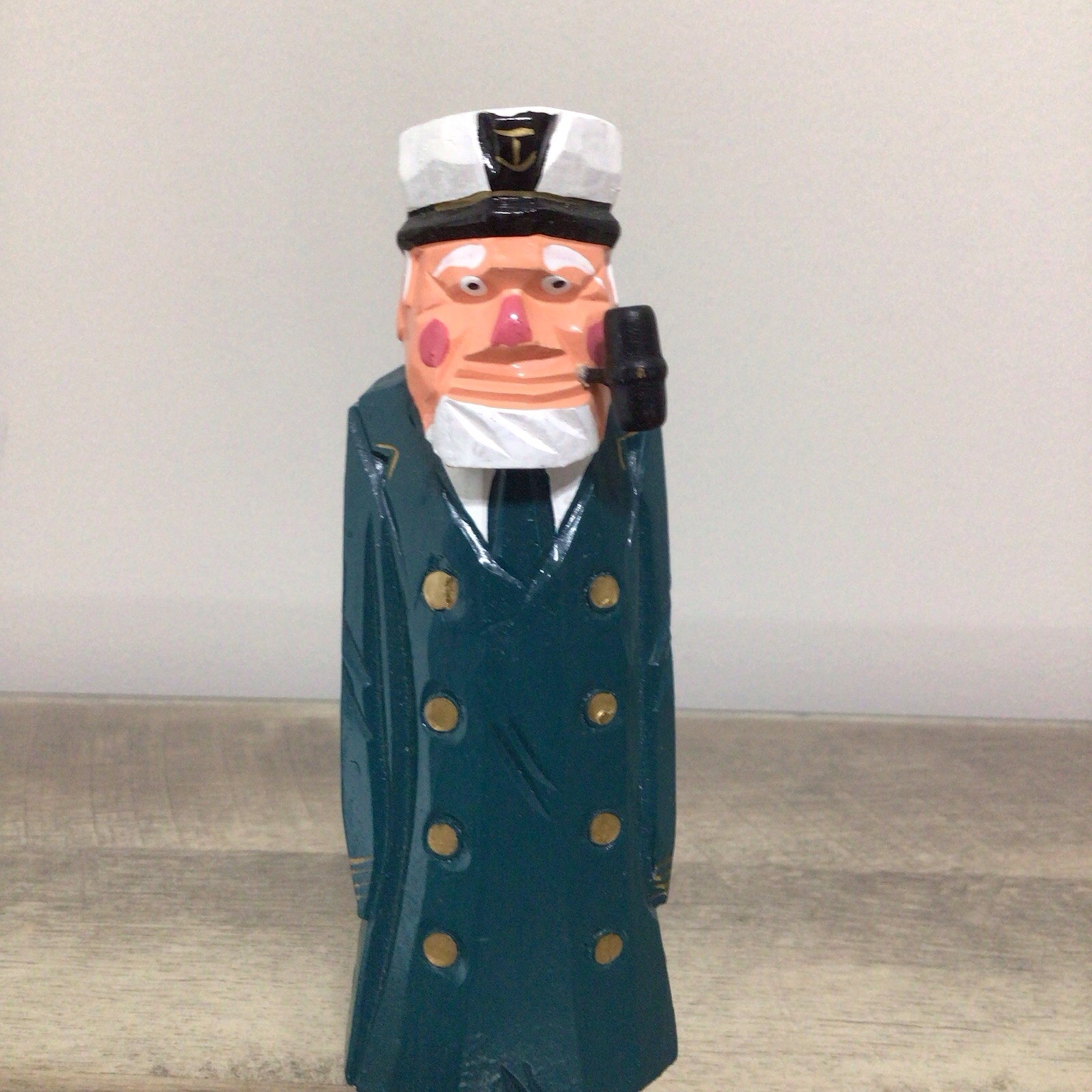 Maritime Nautical Carved Wood Folk Art Sea Captain Sailor Figure 7.75″x2″