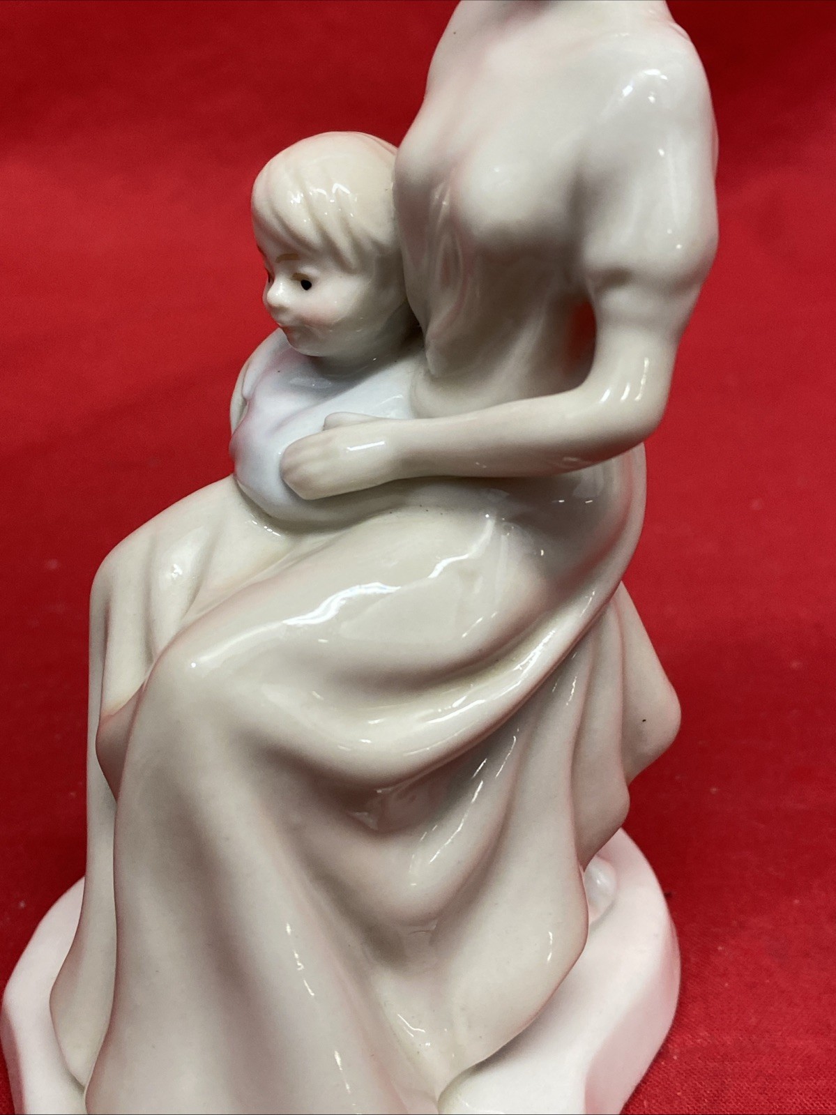 Mother and Child Porcelain Figurine Mother Sitting Long Dress Pastel Colors