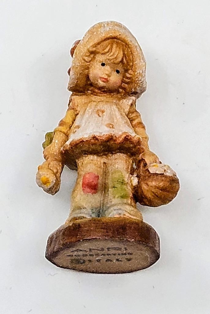 Vtg Lot 4 Anri Sarah Kay Carved Wood Mini Figurines Italy 1.75″ Boy Girl Animals