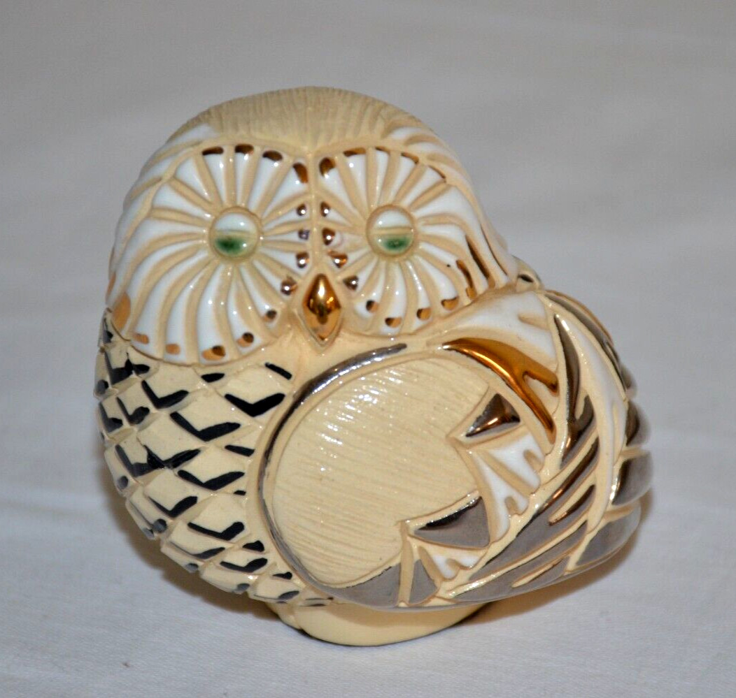 Owl Figurine Artesania Rinconada De Rosa Silver Gold Accents