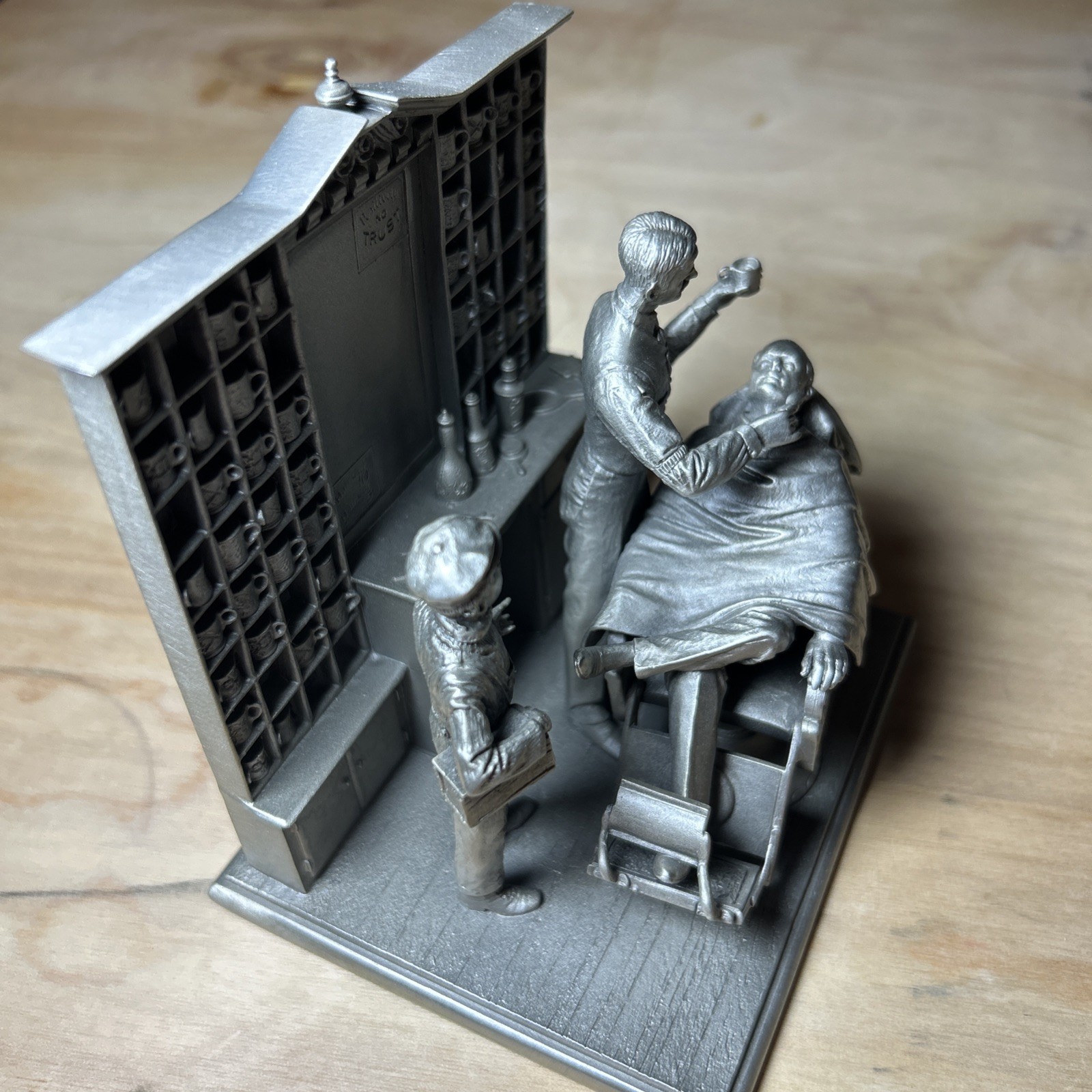 Limited Edition Metal Pewter BARBER SHOP Franklin Mint Statute Figurine