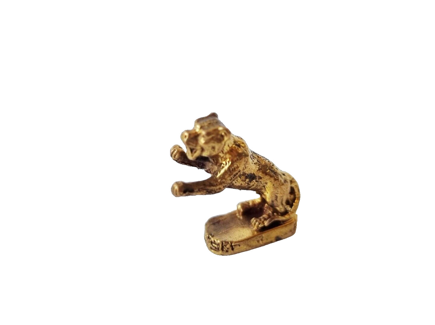 Gold Leaping Tiger Bengal Figurine Sacred Feng Shui Animal Powerful Decor Desk
