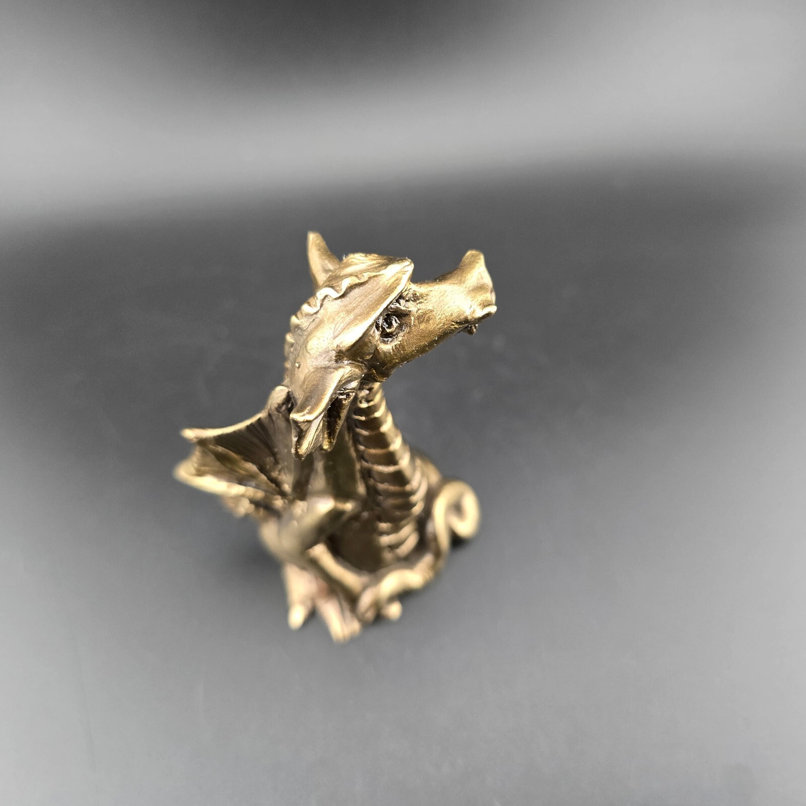 Vintage Brass Metal Dragon Chinese Mythological Figure Handmade